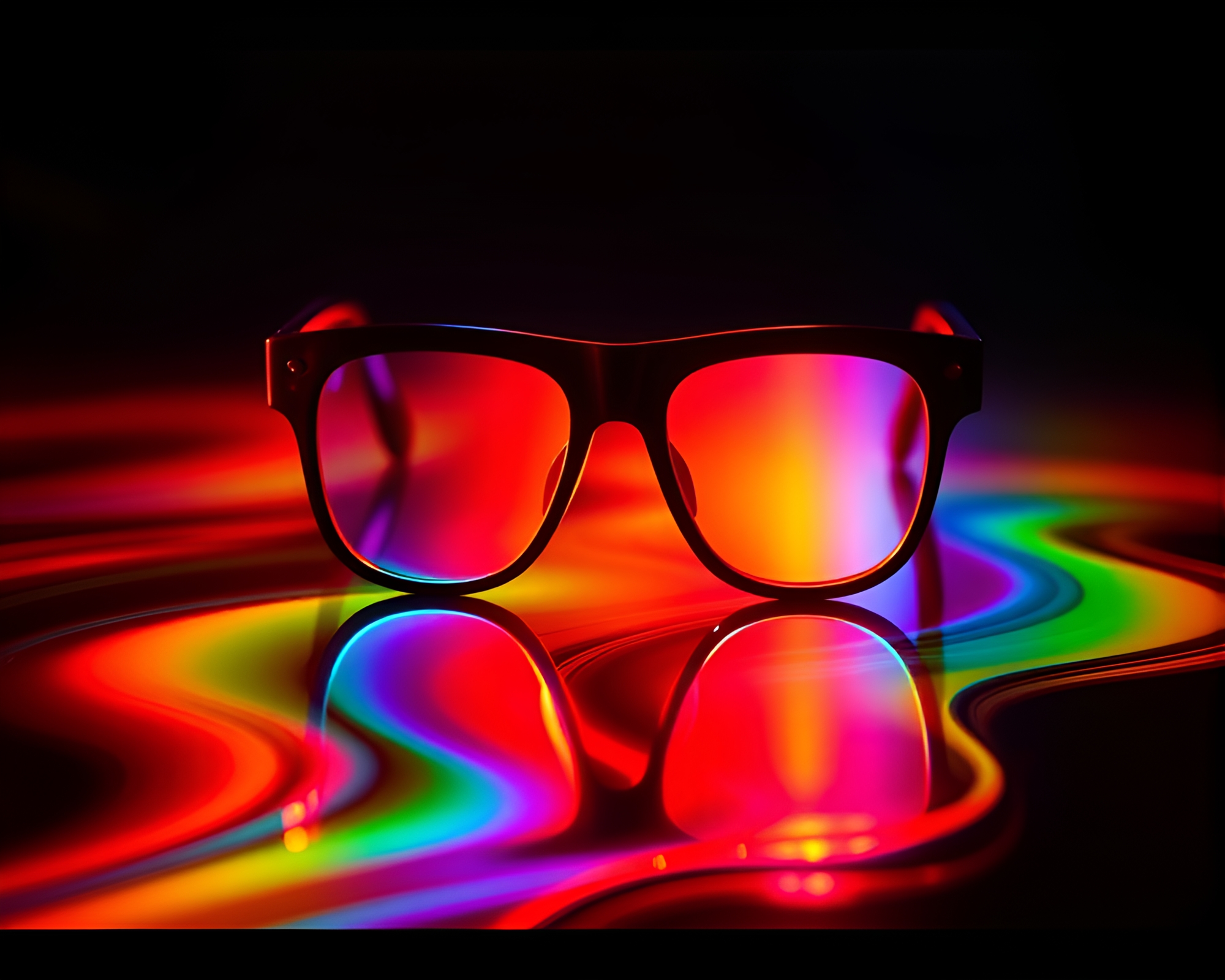 Futuristic Rainbow Overexposure: Augmented Reality ASCII Art – free AI stock image