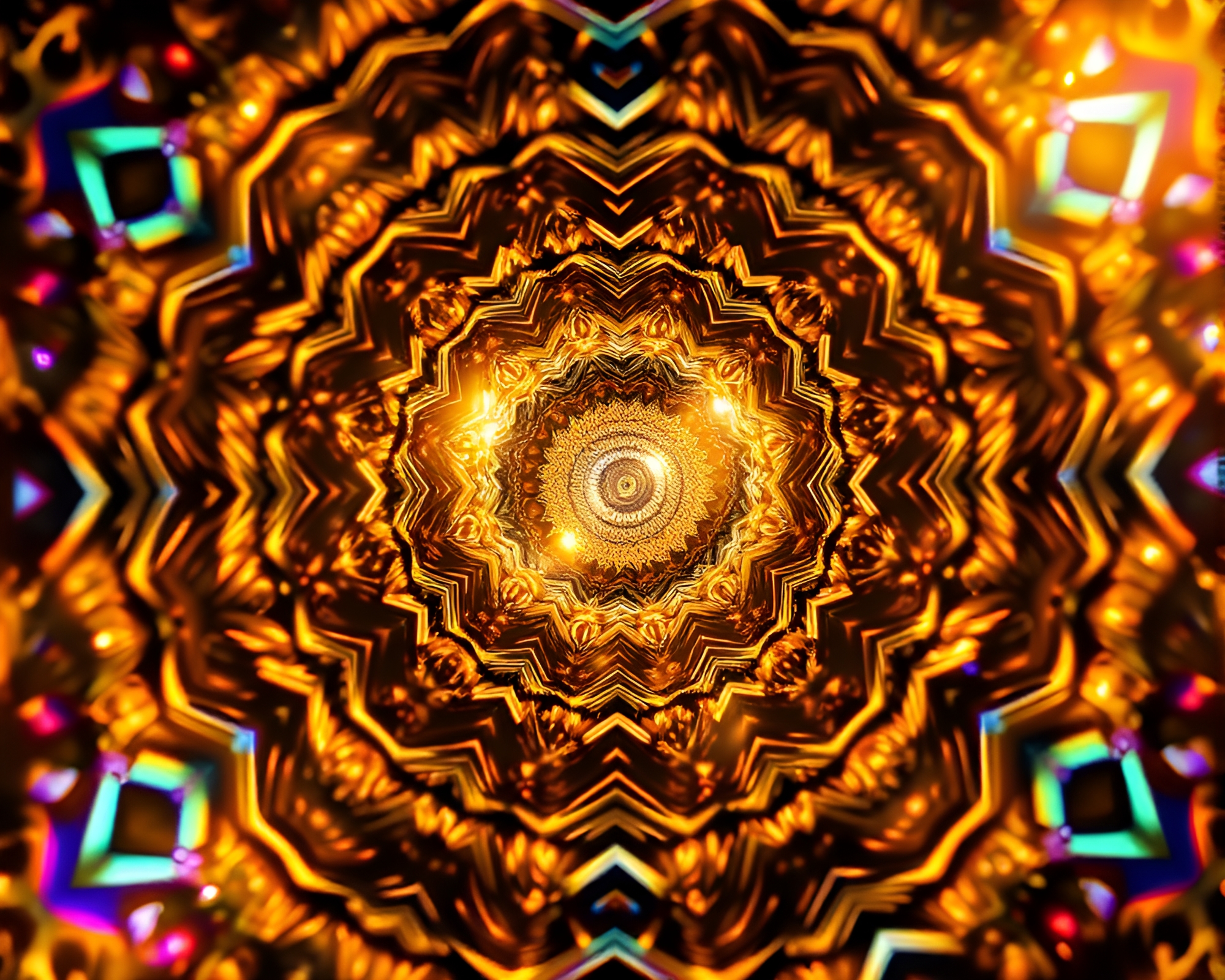 Iridescent Kaleidoscope Spiral in Kinetic Motion – free AI stock image