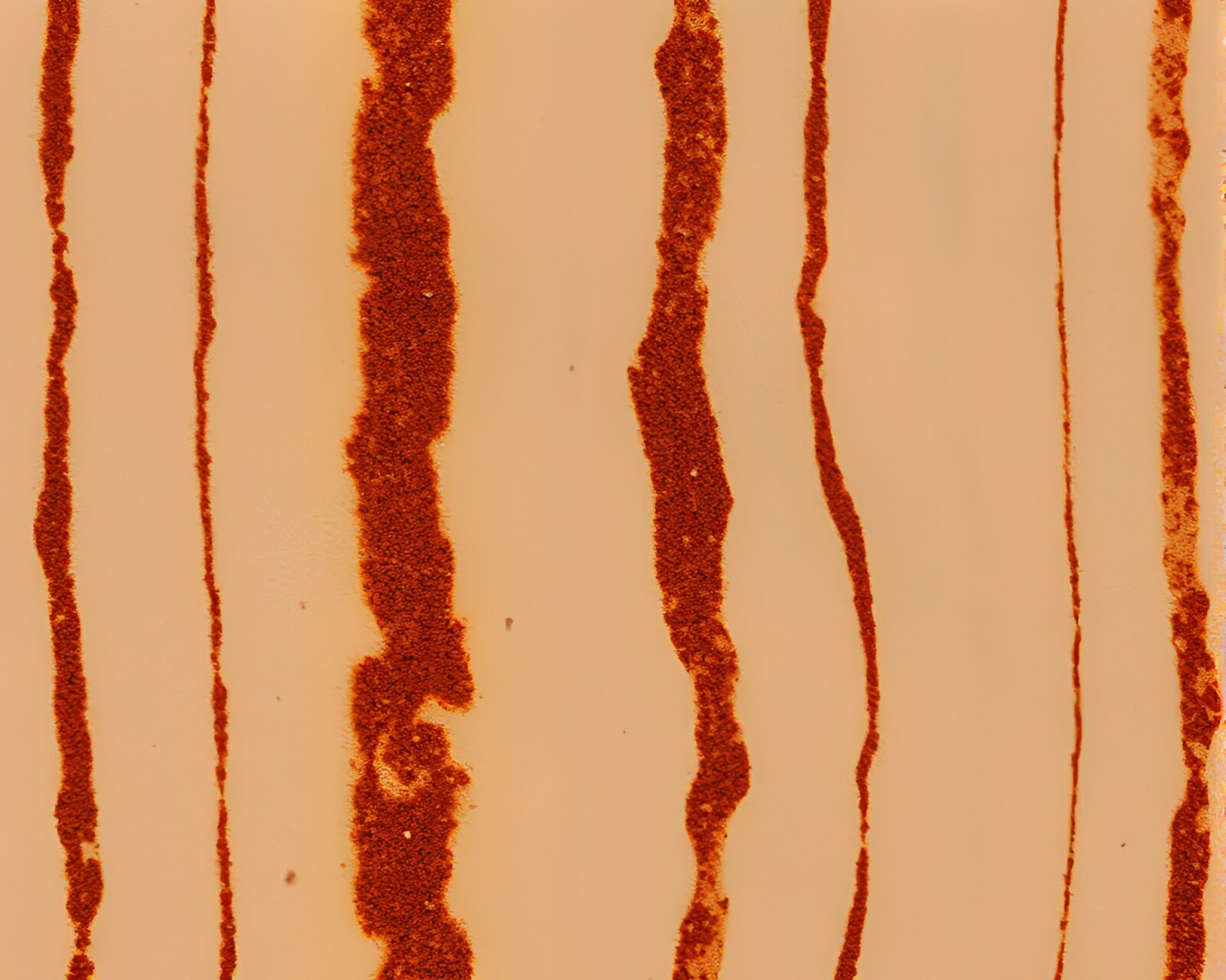 Rust-streaked AI brain with holographic desert colors