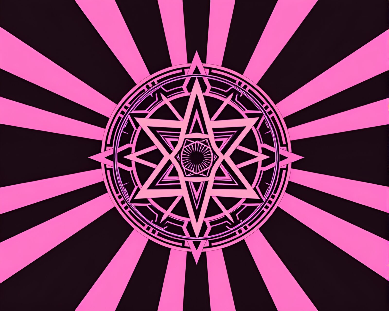 Abstract striped pattern forming mysterious sigil in soft colors.