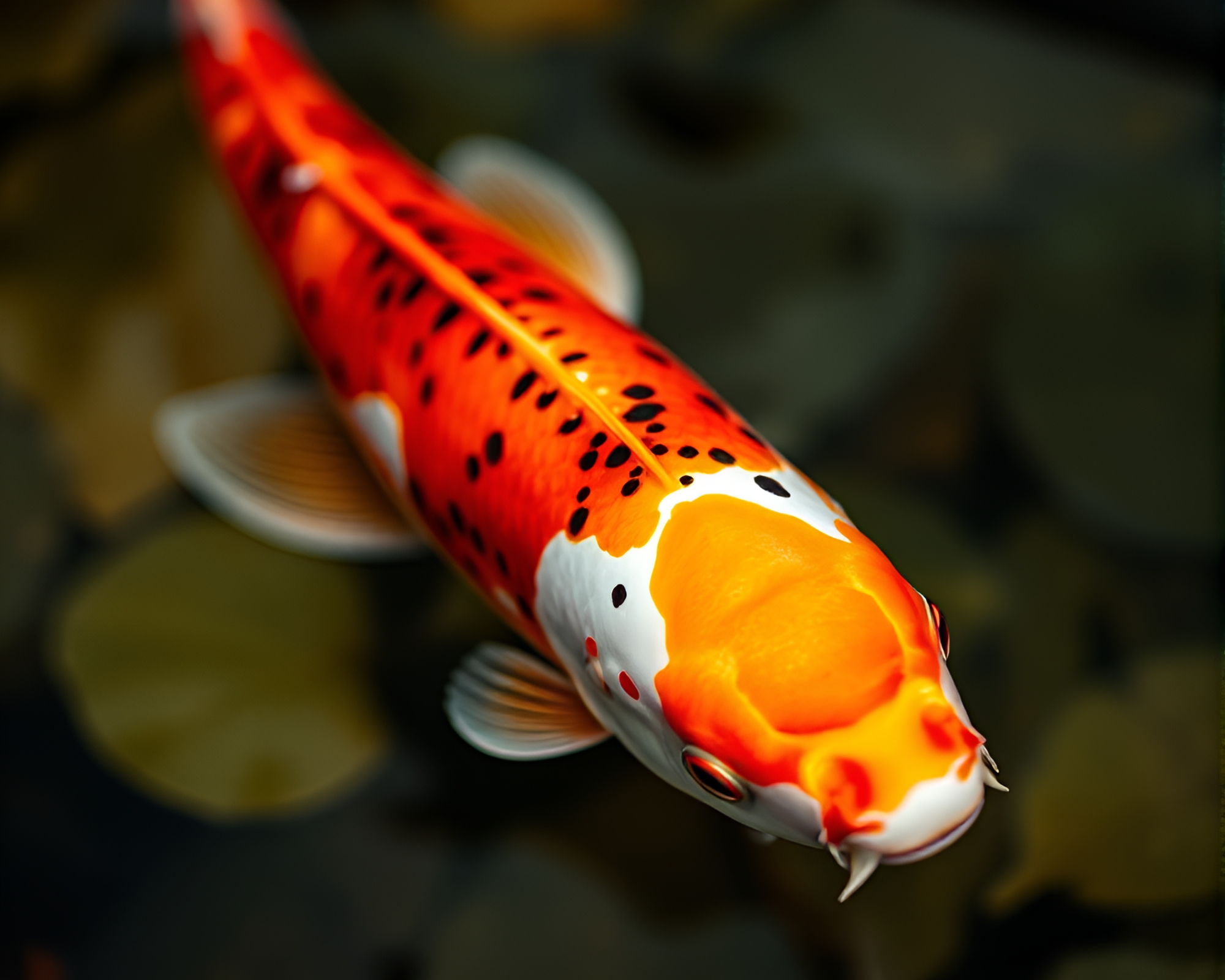 Hyper-Saturated Koi Fish Pond Reflection Texture – free AI stock image