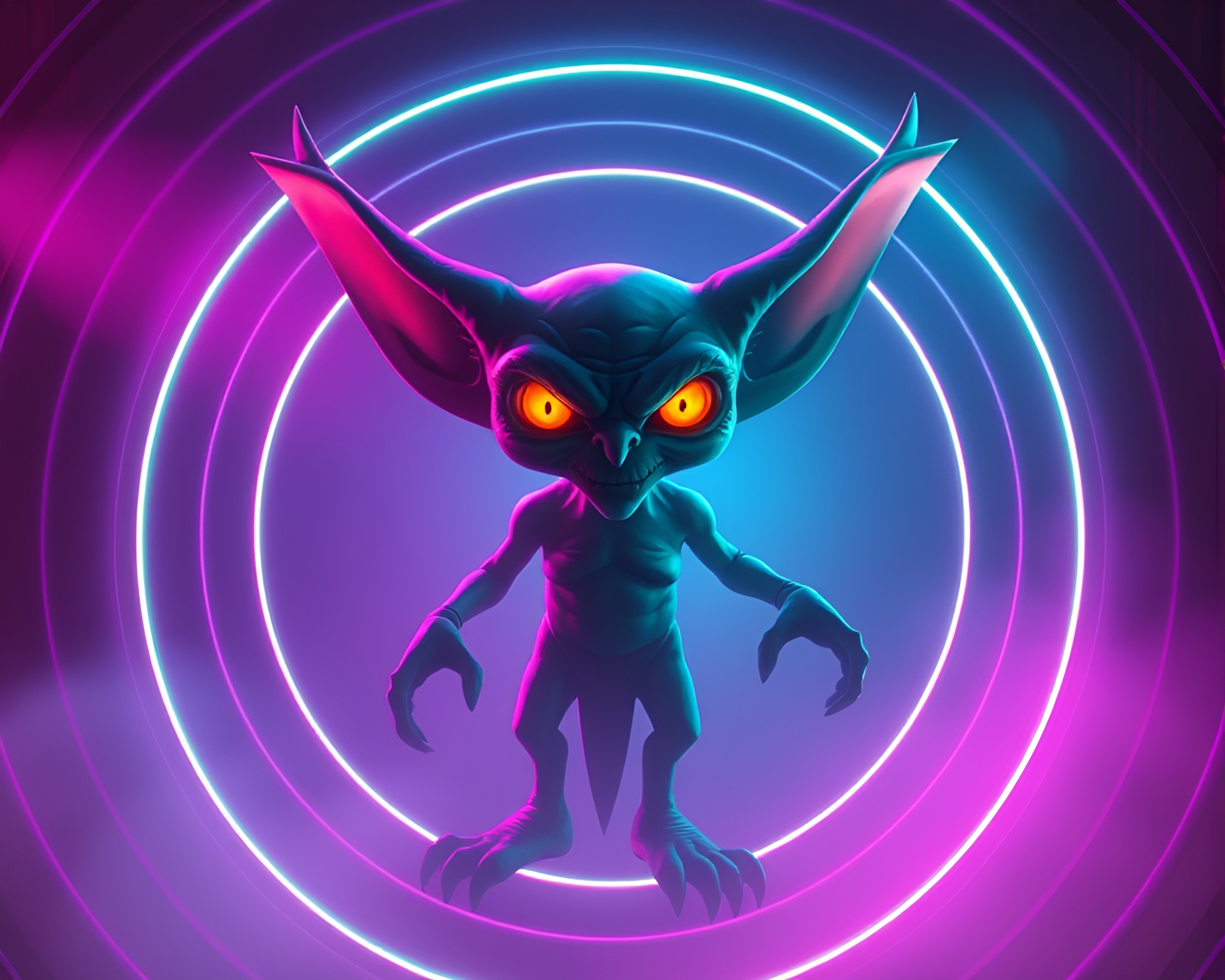 Goblin King in Vaporwave Dawn – free AI stock image
