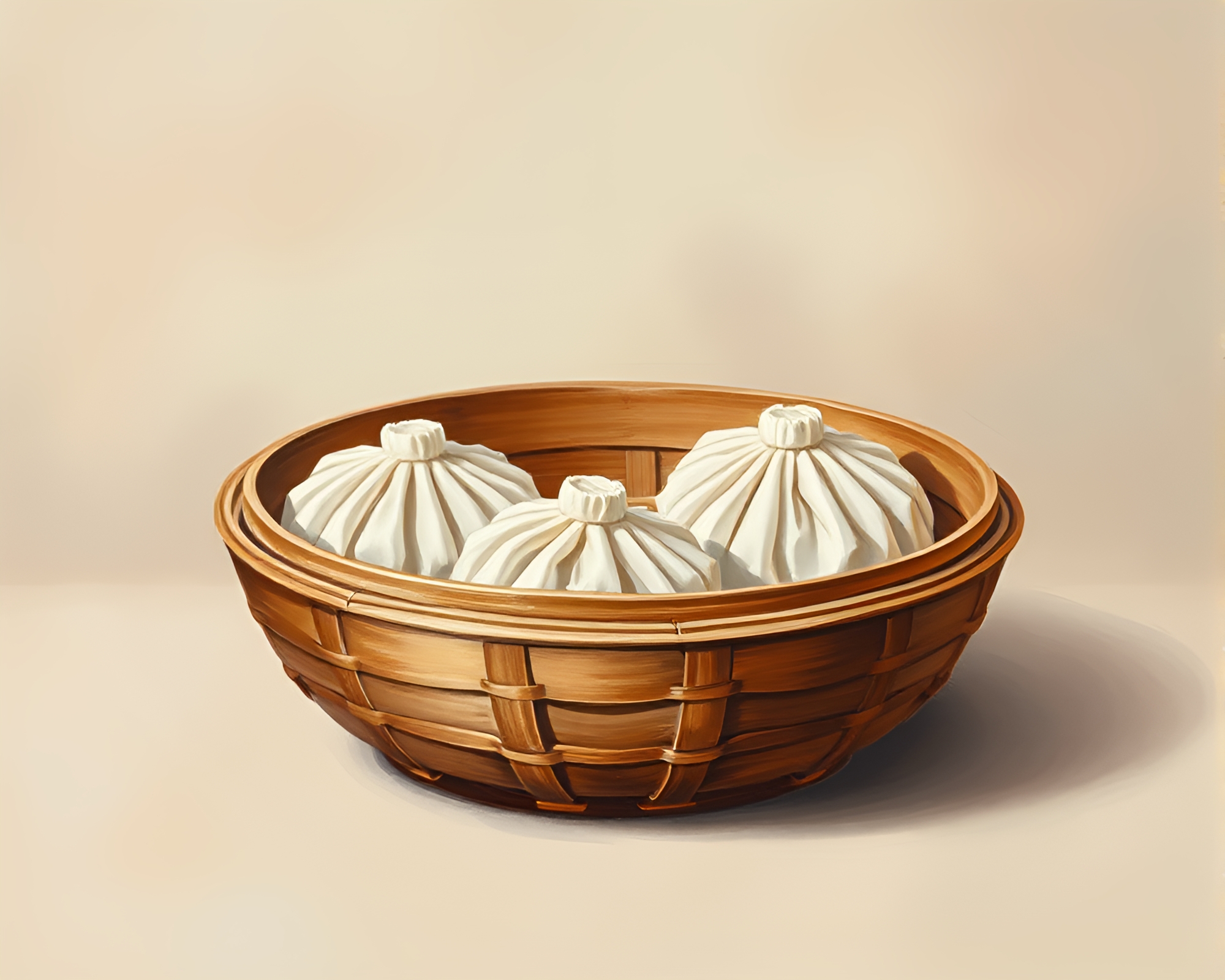 Acrylic painting of elegant Dim sum basket – free AI stock image