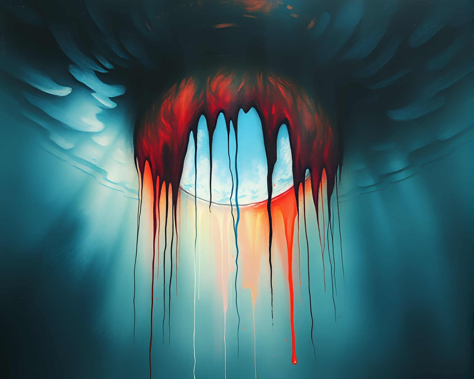 Underwater Dome with Paint Drip Chiaroscuro – free AI stock image