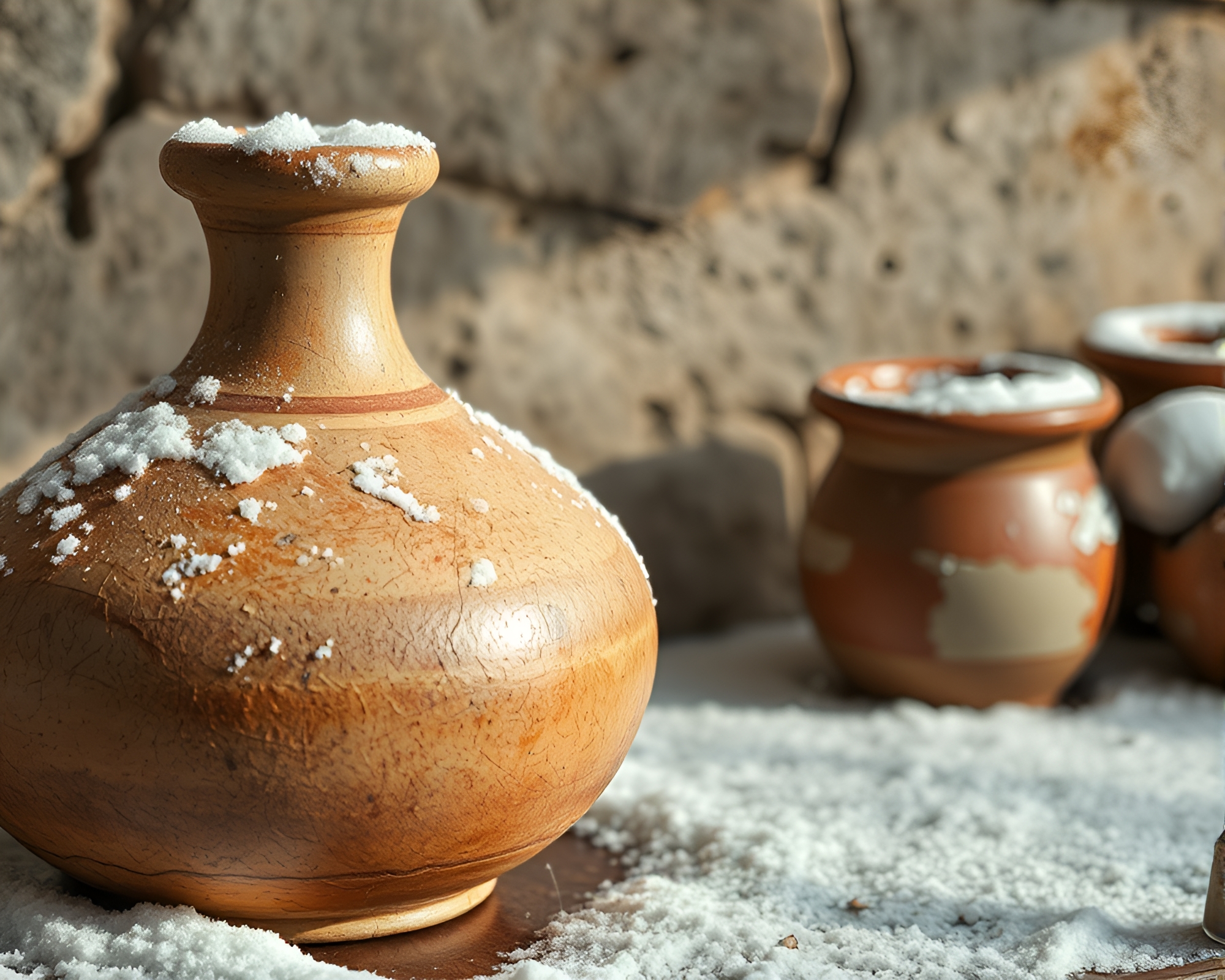 Rustic Pottery Shards in Snowy Comic Book Scene – free AI stock image