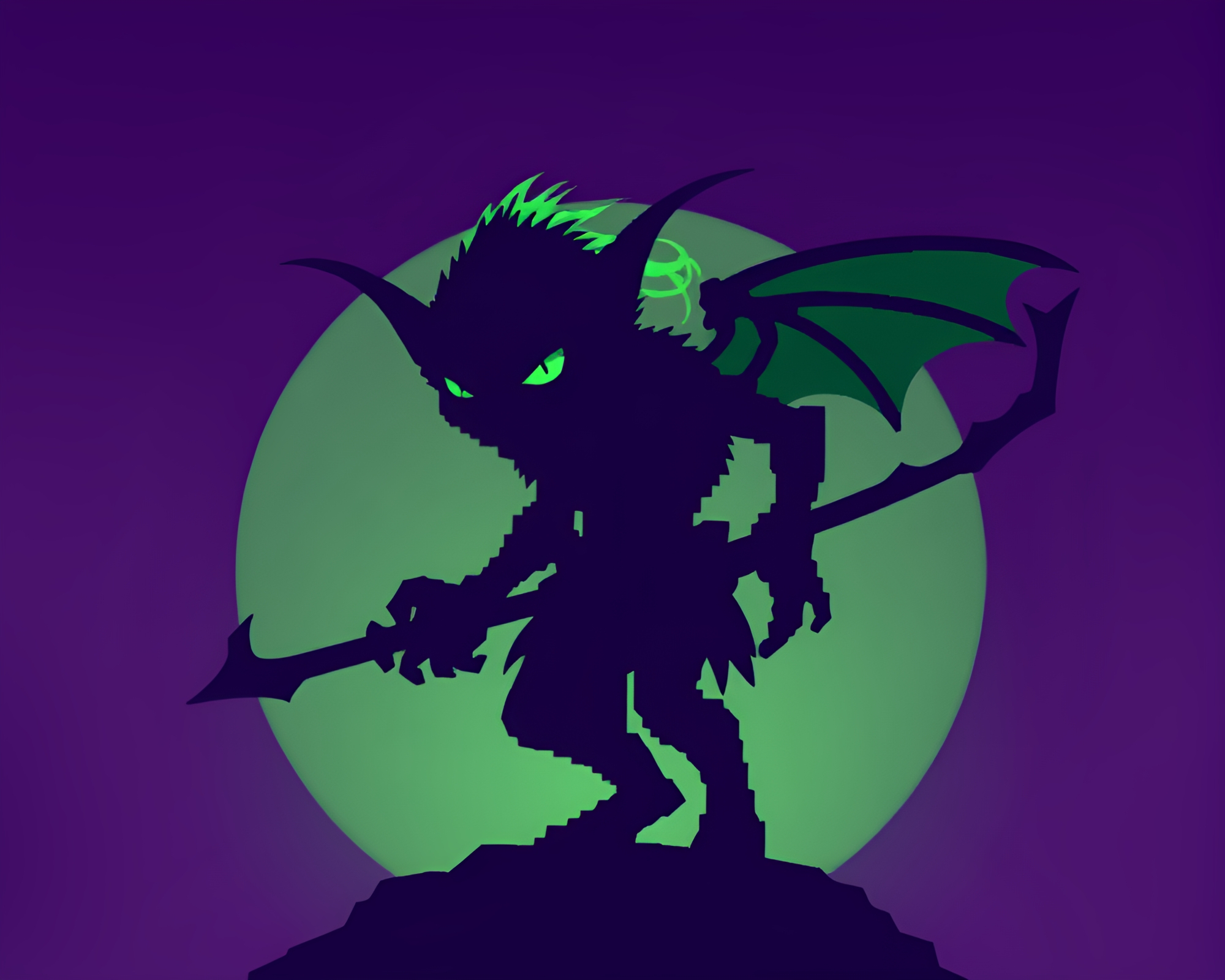 8-bit Goblin in Sapphire Silhouette Fantasy – free AI stock image