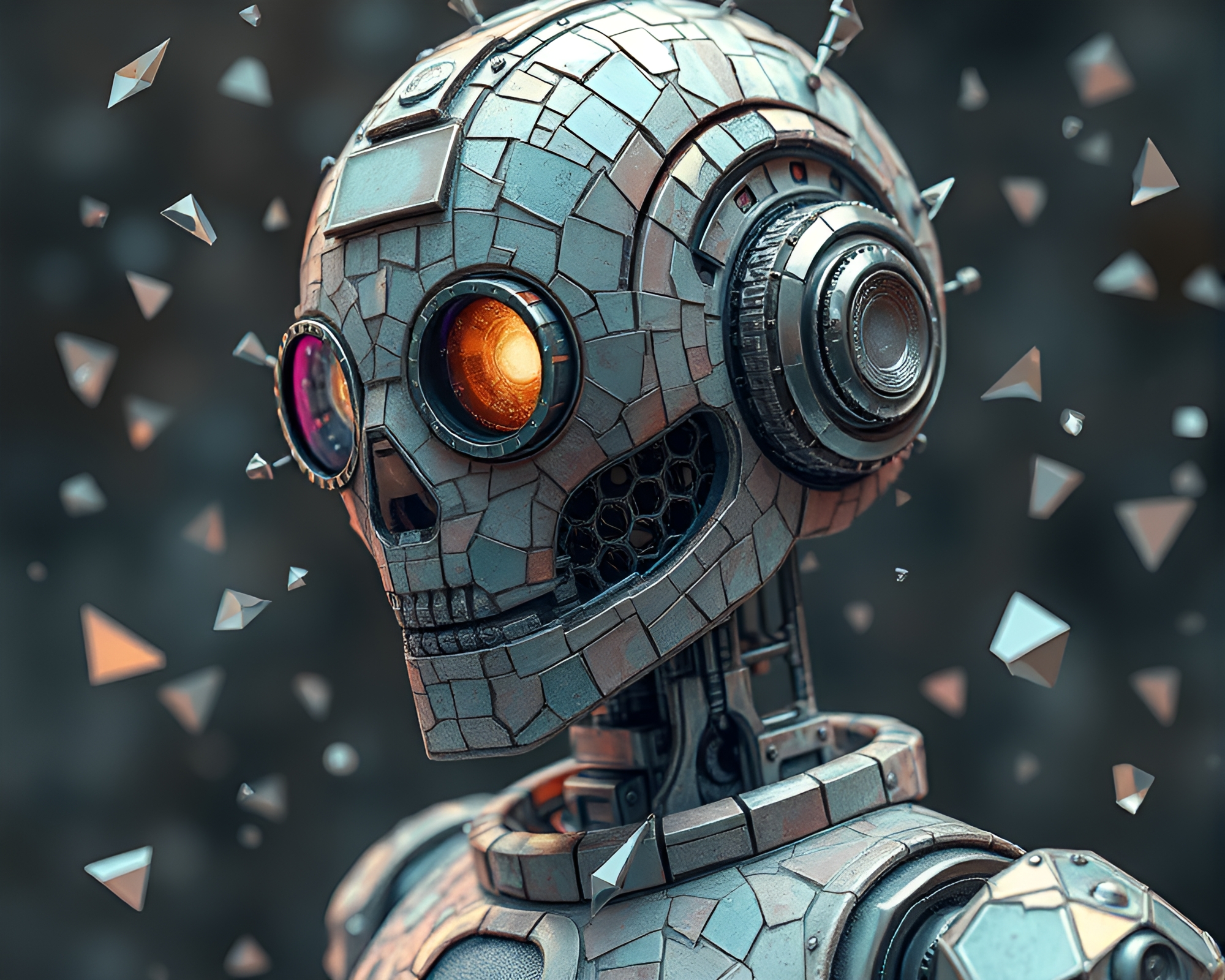 Steampunk Robot in Muted Pastels – free AI stock image