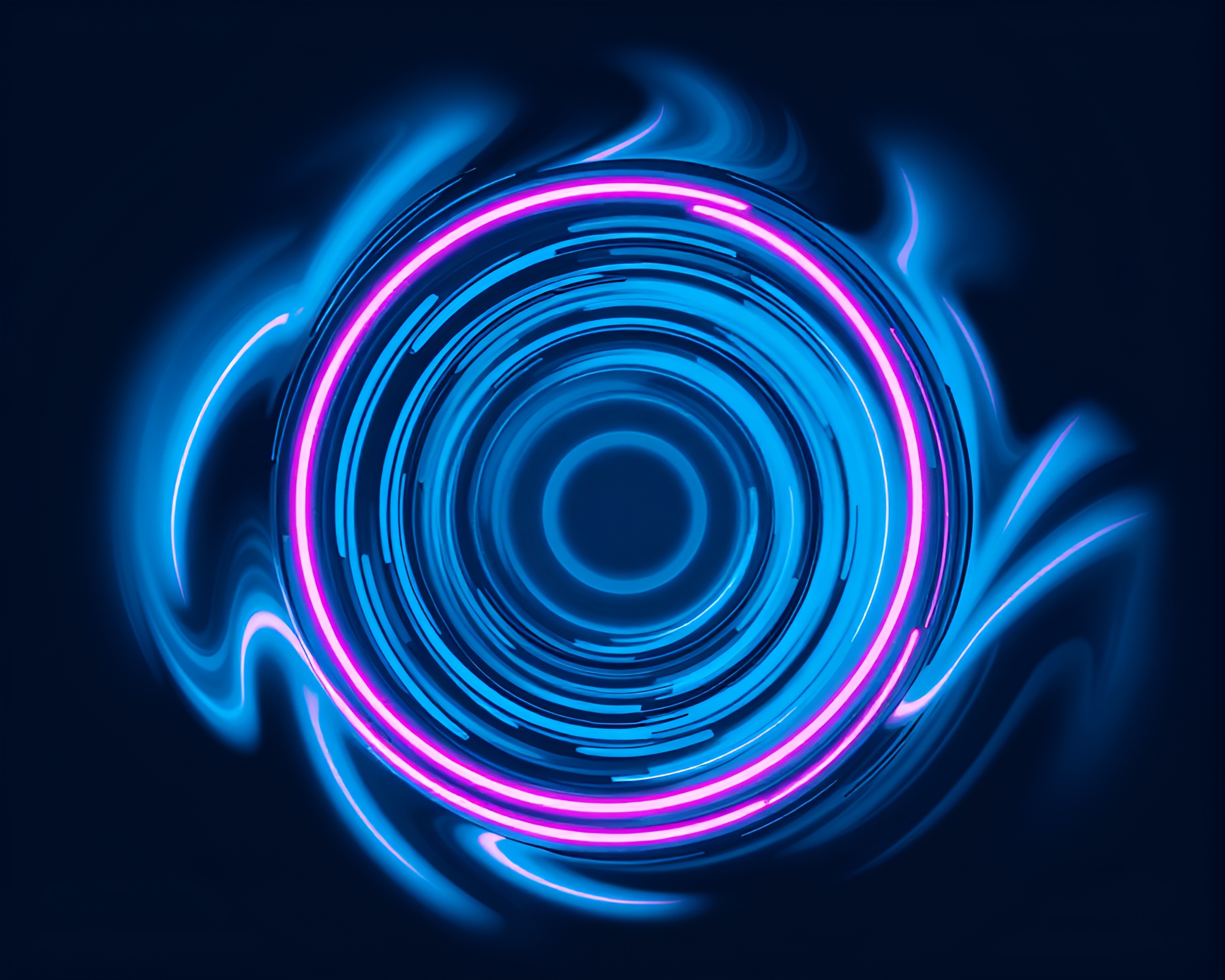 Neon Swirls Beneath Ocean Blue Skies – free AI stock image