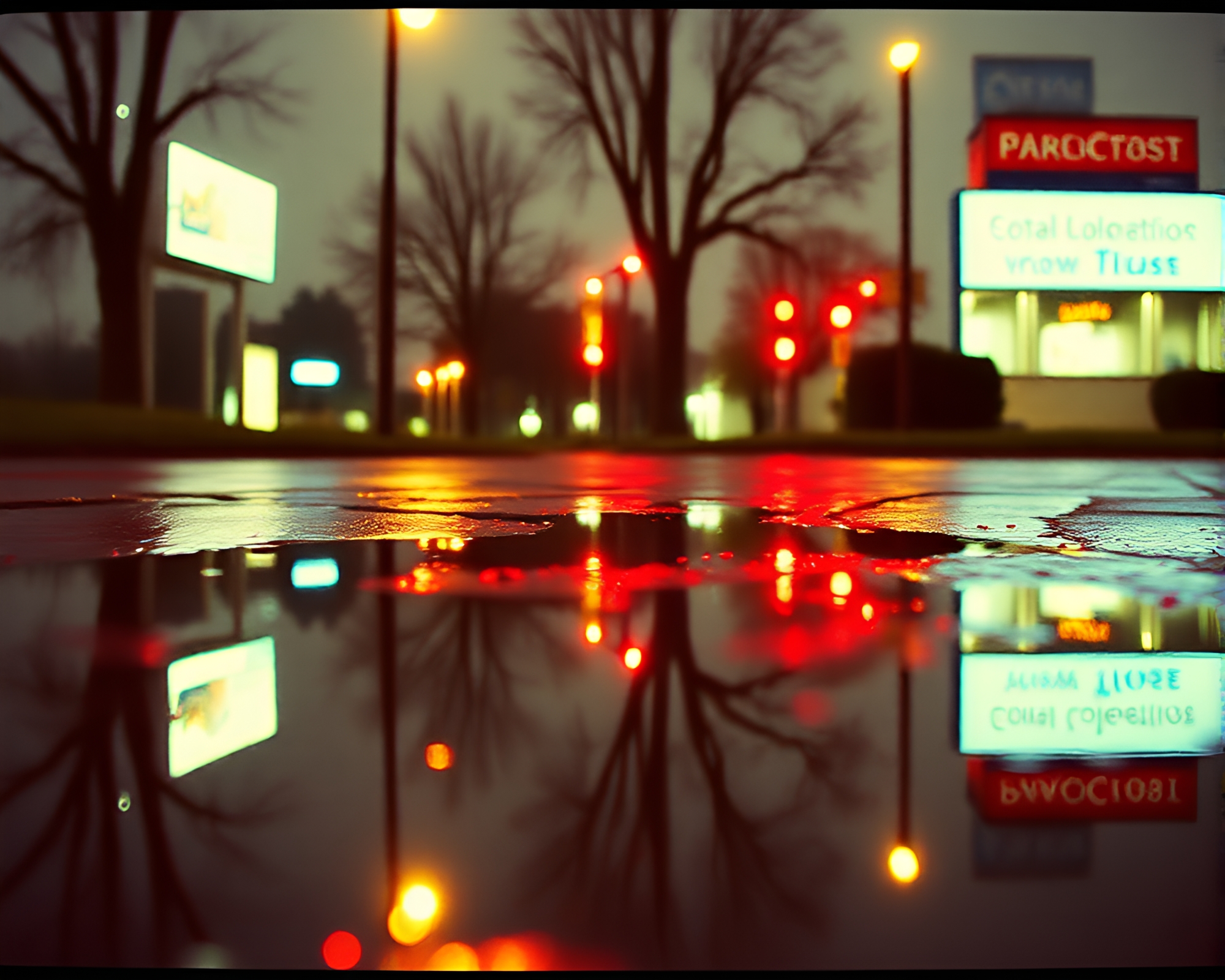 Puddle Reflection: Morse Code Telegraph in Expired Film – free AI stock image