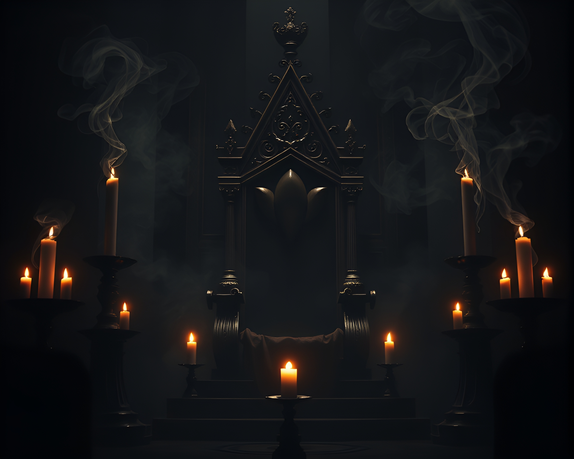 Candlelit Throne Room Calligraphy – free AI stock image
