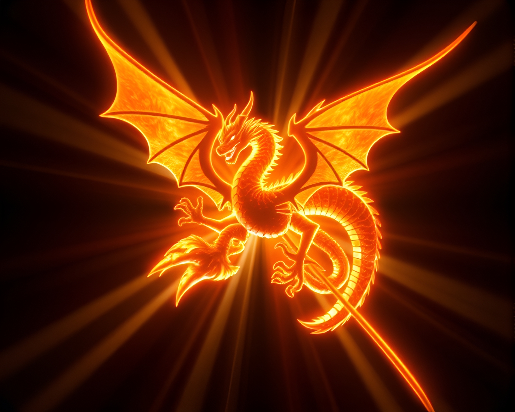 Majestic Dragon Radiating Light in Symmetry – free AI stock image