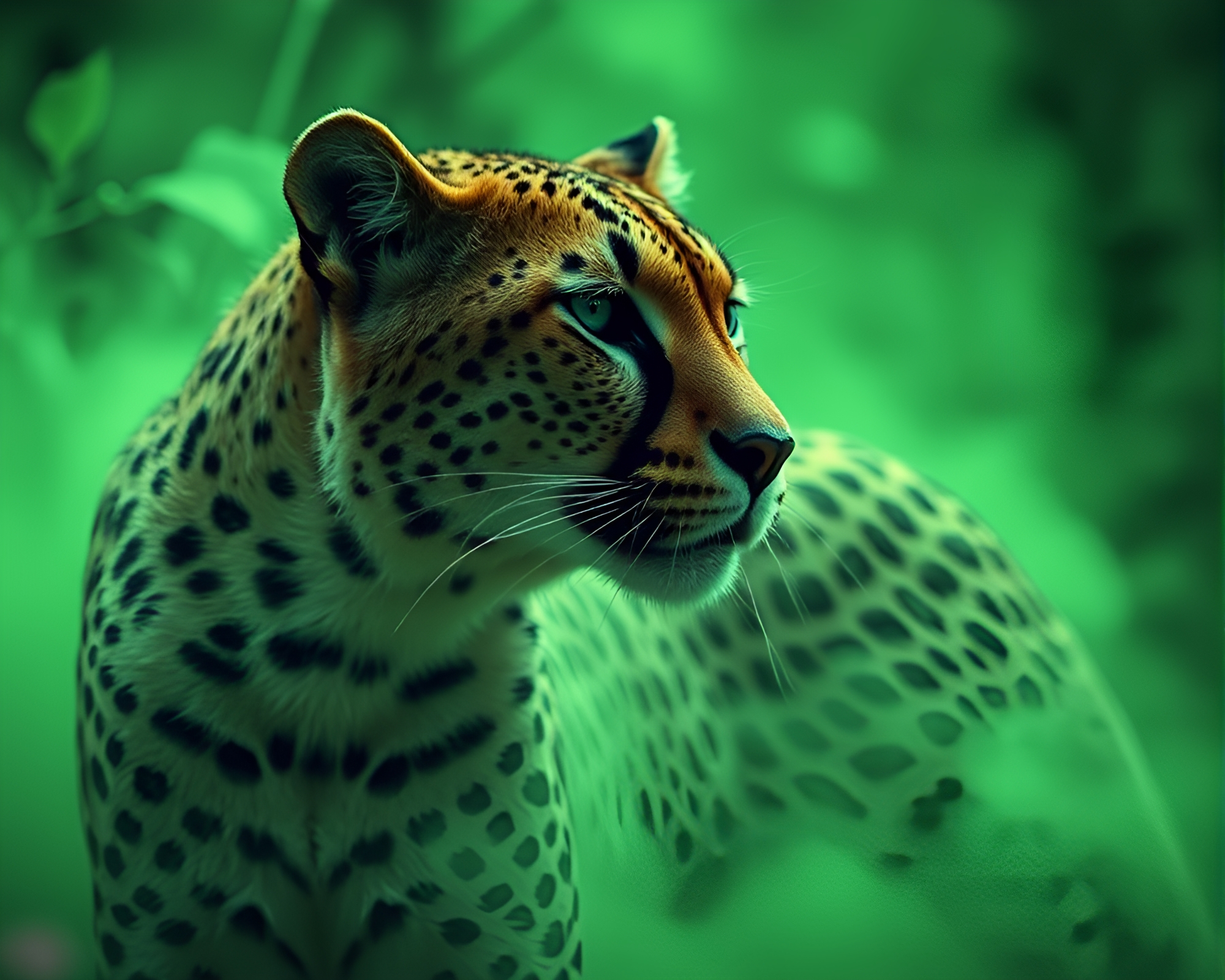 Cheetah in 3D Forest Steam Vapors – free AI stock image