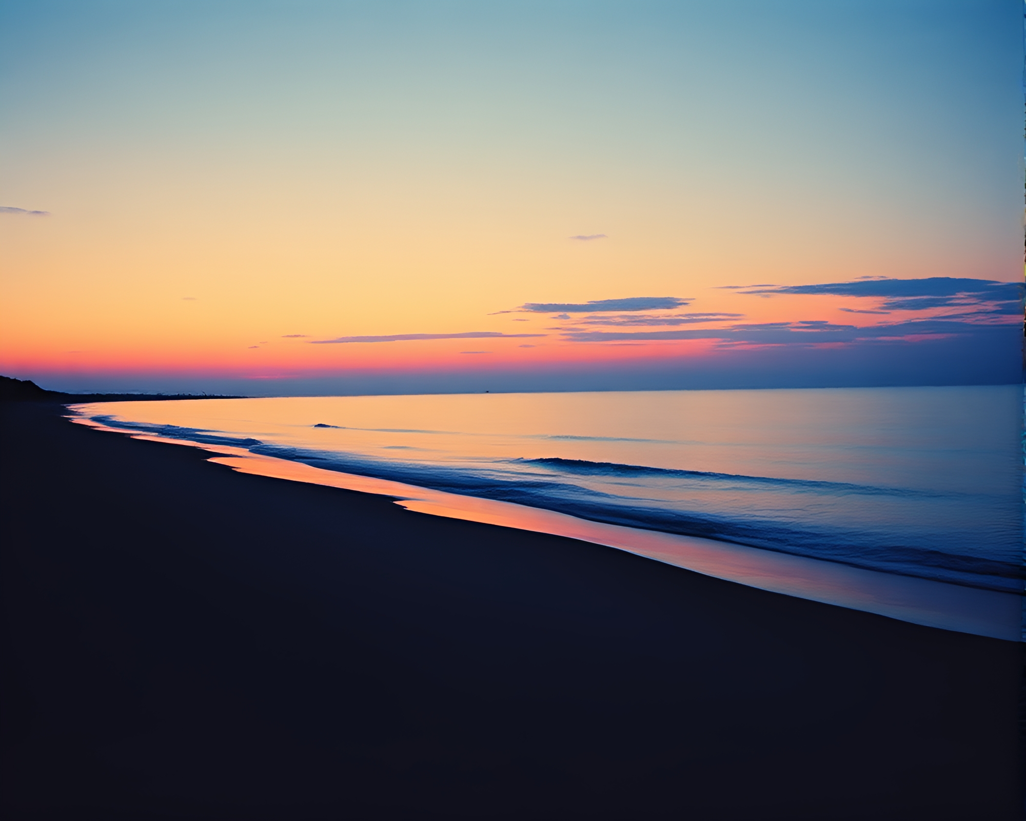 Dusk Beach Silhouette in Linocut Textures – free AI stock image