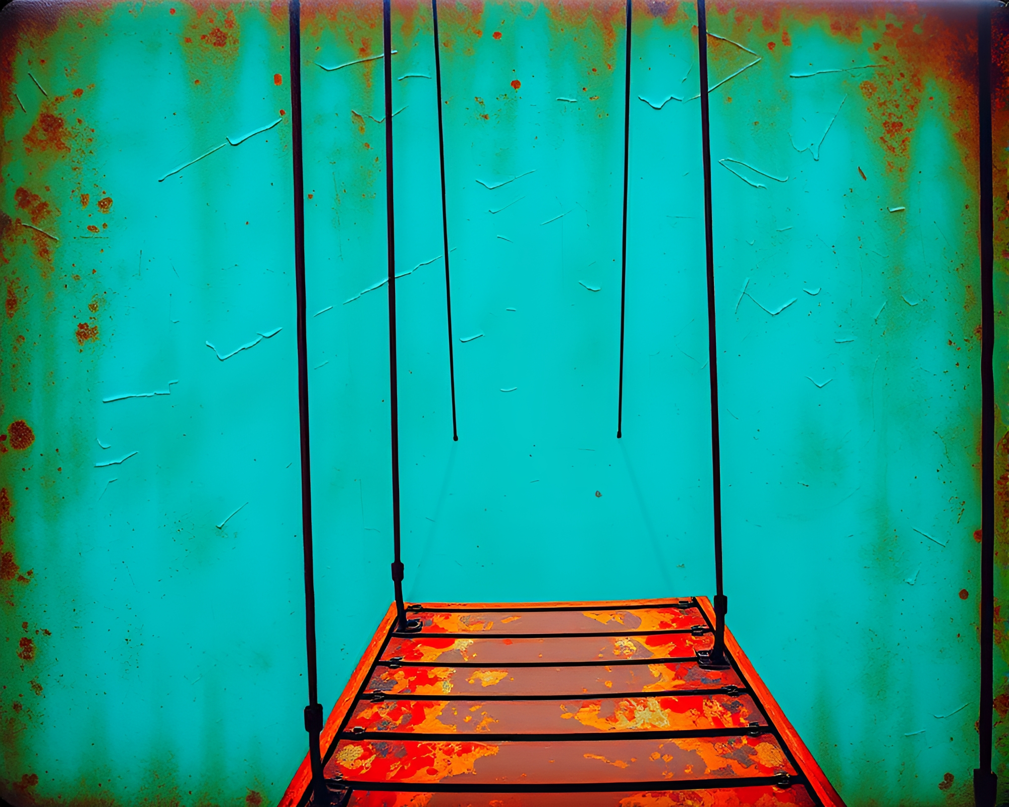 Rustic Turquoise Suspension Bridge Tattoo Art – free AI stock image