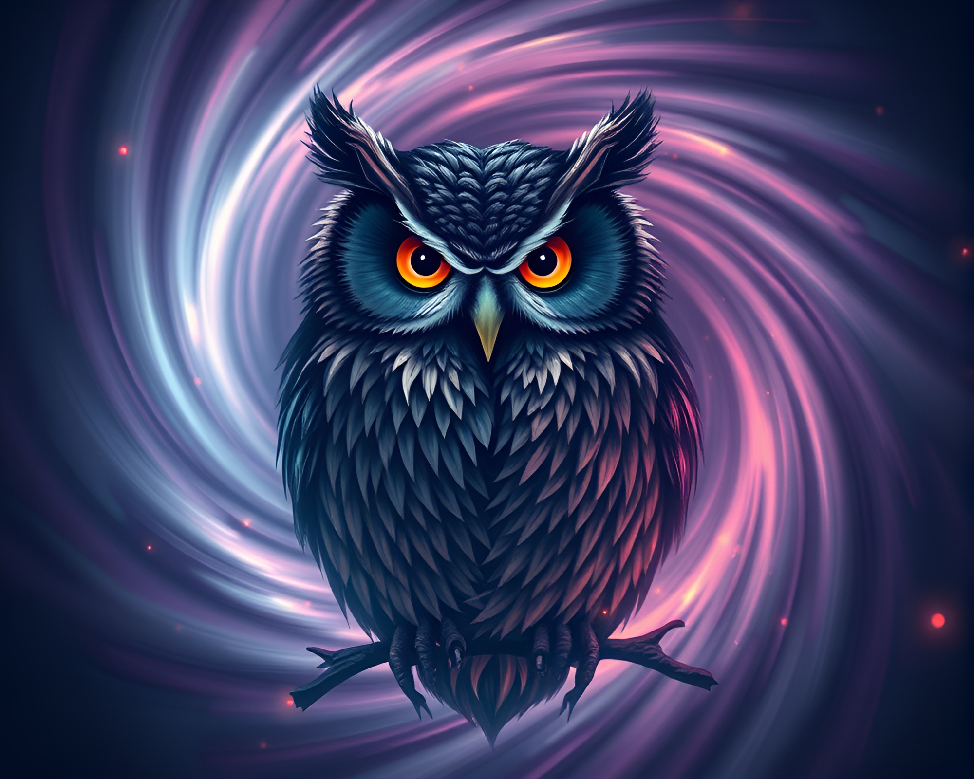 Swirling Owl Vortex in Cross-Processed Vector Art – free AI stock image