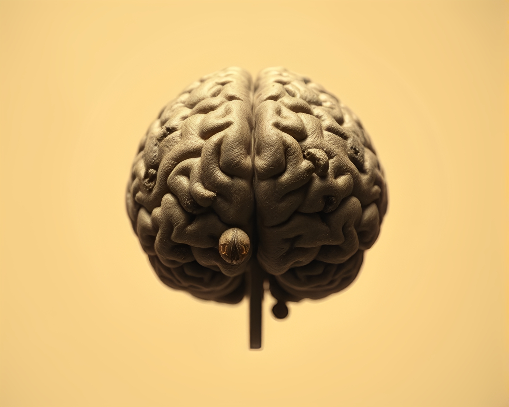 AI Brain in Sepia Tones: Studio Hatching Composition – free AI stock image