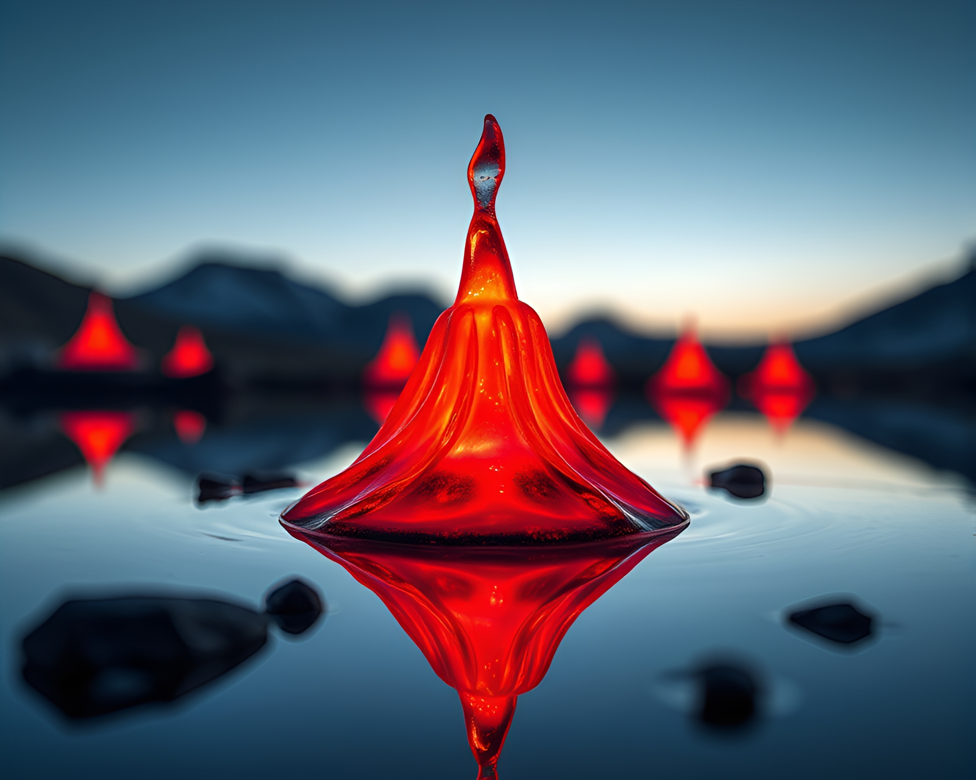 Futuristic Murano Glass Focus Stacking with Volcano Red Glow – free AI stock image
