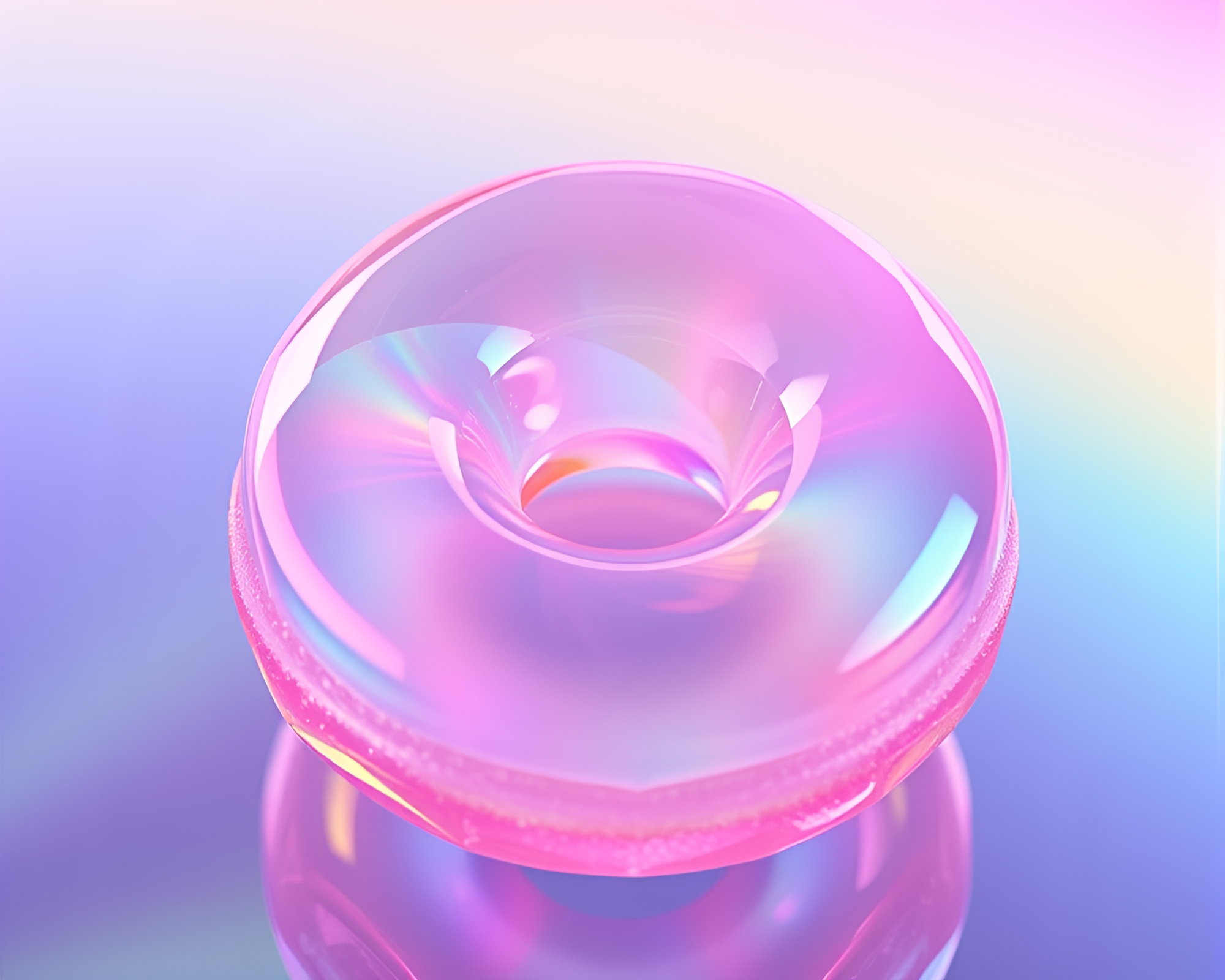 Prismatic Doughnut in Soapy Iridescence – free AI stock image