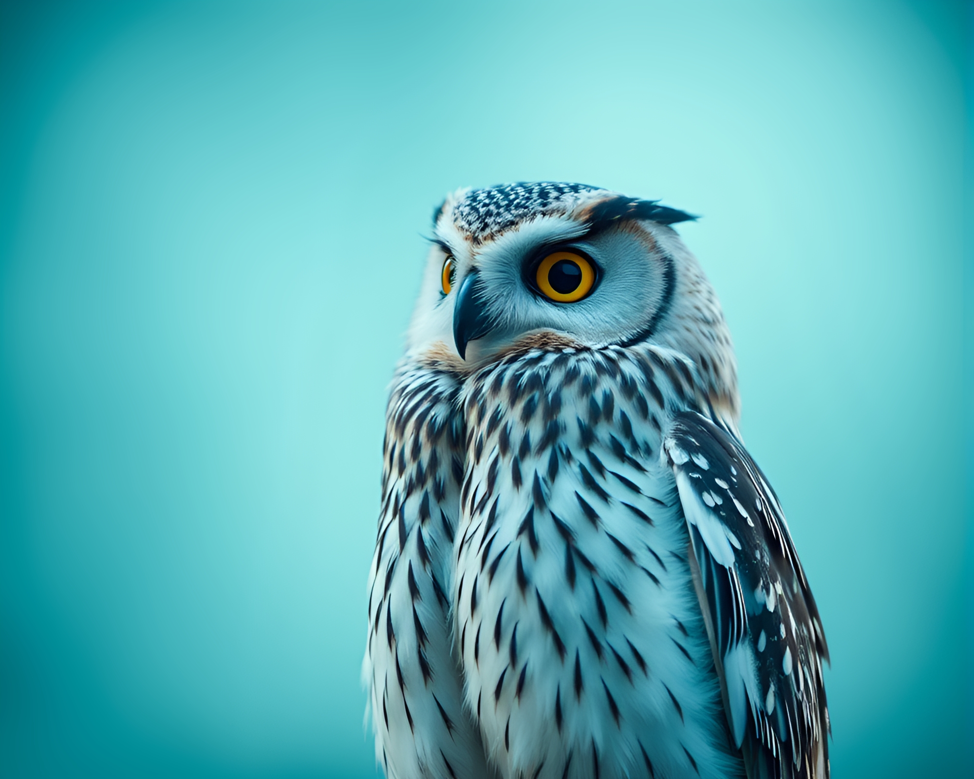 Teal Serenity: Owl in Softbox Light – free AI stock image