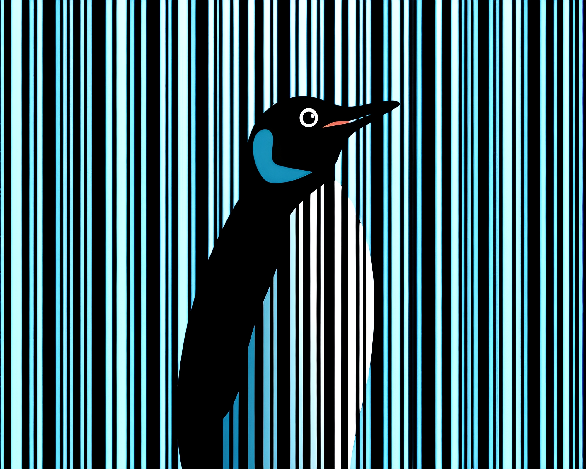 Penguin Encounter in Barcode Stripes – free AI stock image
