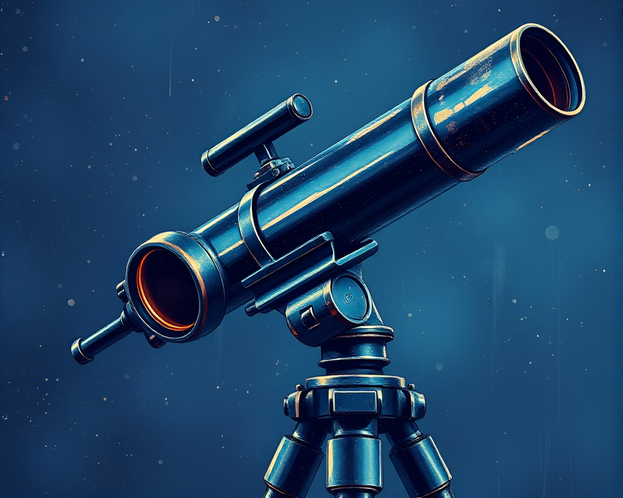 Vintage Telescope Stippled Sapphire Discovery – free AI stock image