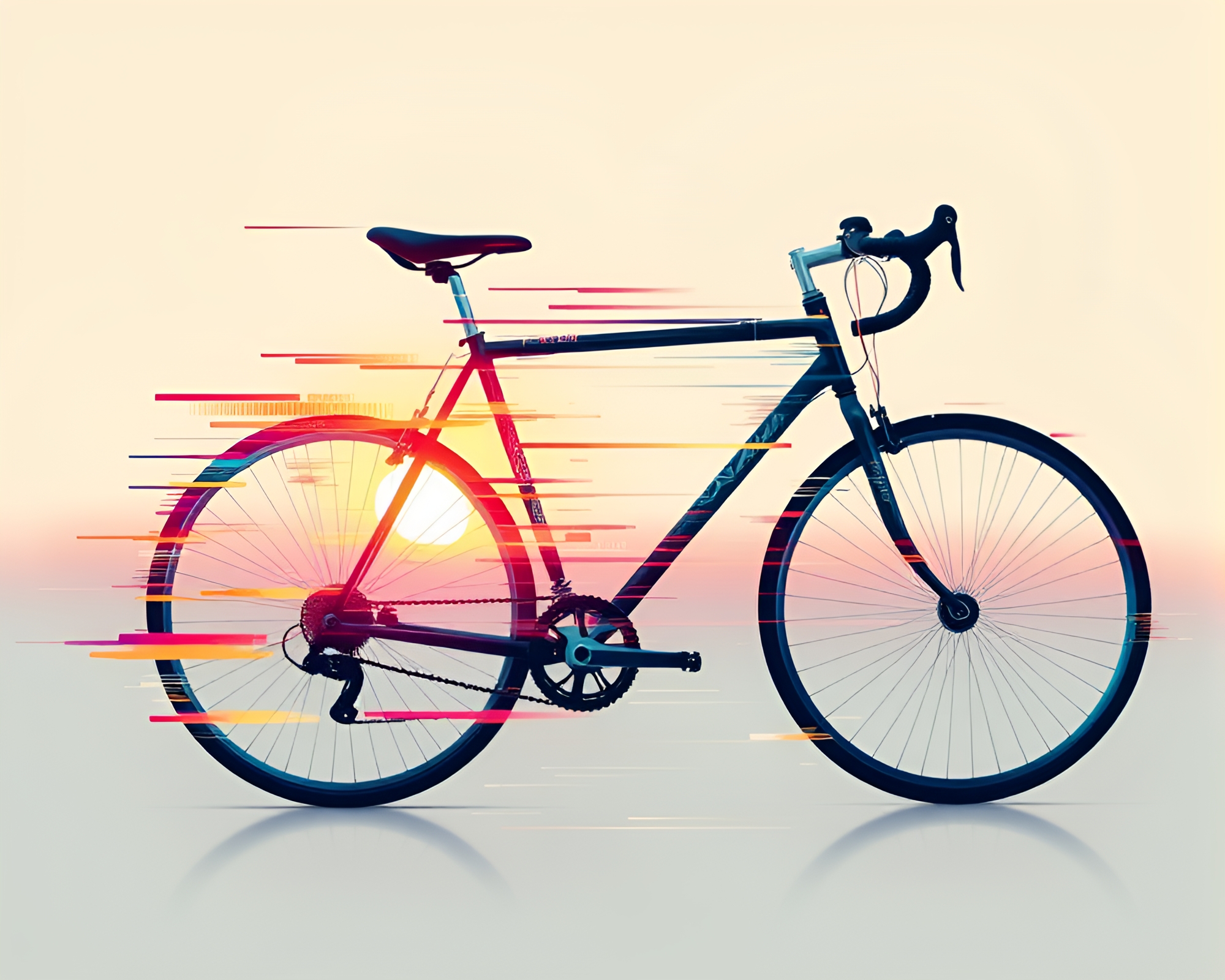Sleek Bicycle in Glitchy Material Design World – free AI stock image