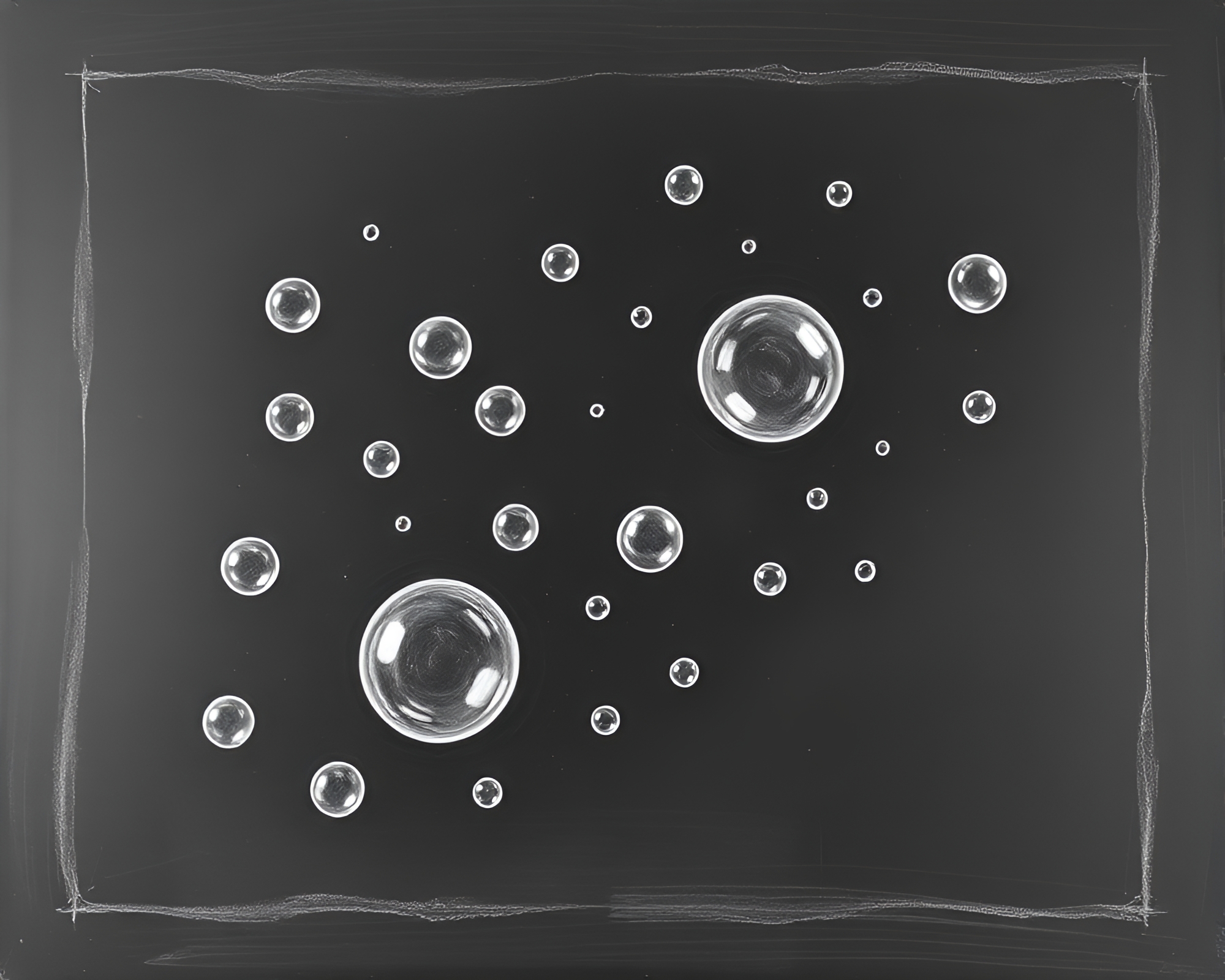 Solar-Powered Bubble Cluster: Chalkboard Drawing with VHS Style – free AI stock image