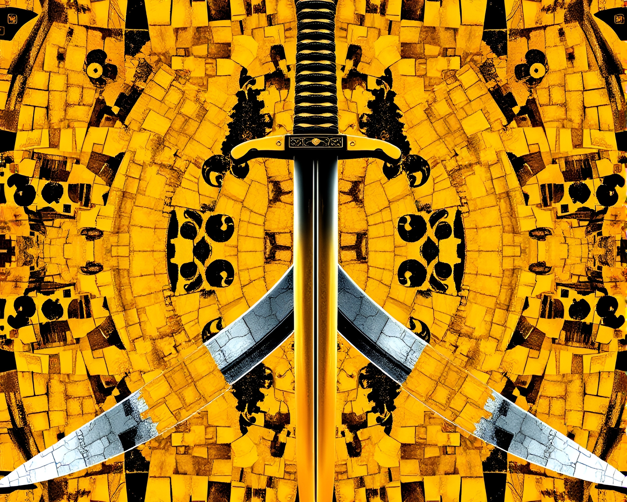 Samurai Sword Mirror Symmetry Art Mosaic – free AI stock image