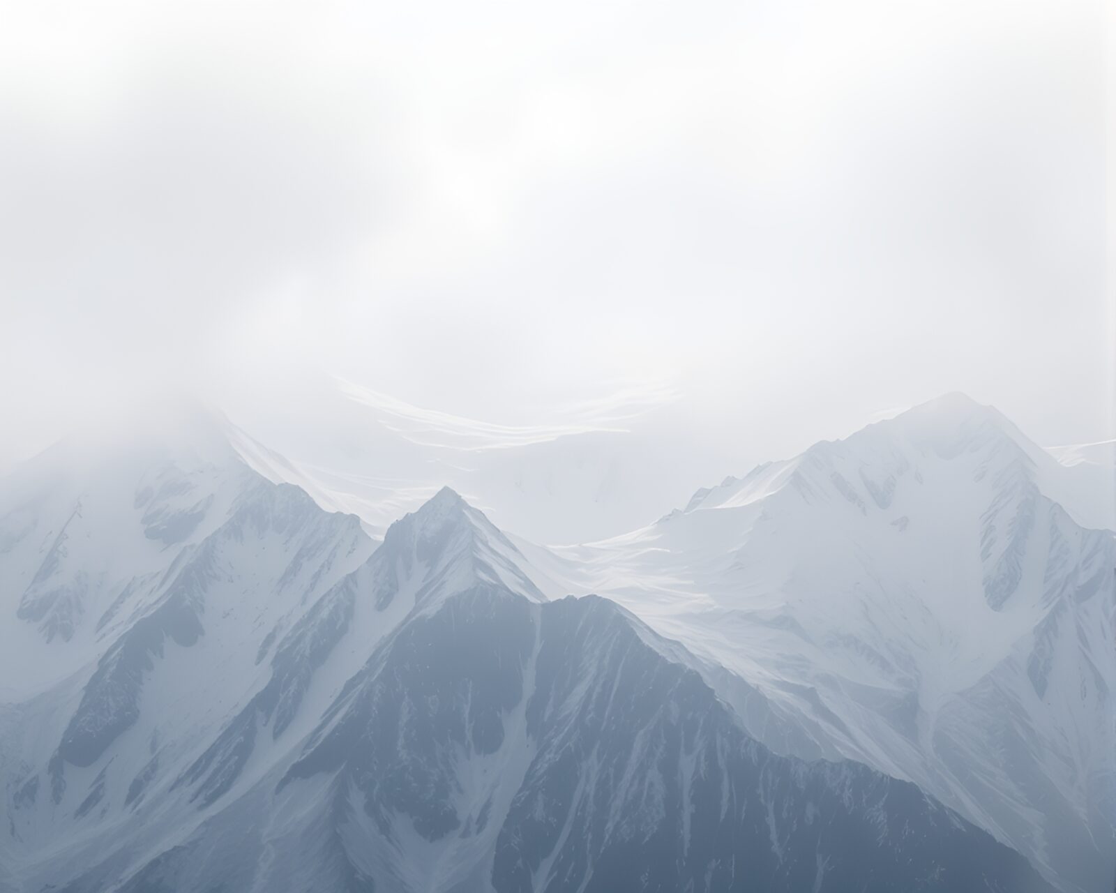 A mysterious glacier enveloped in fractal mist and shadows.