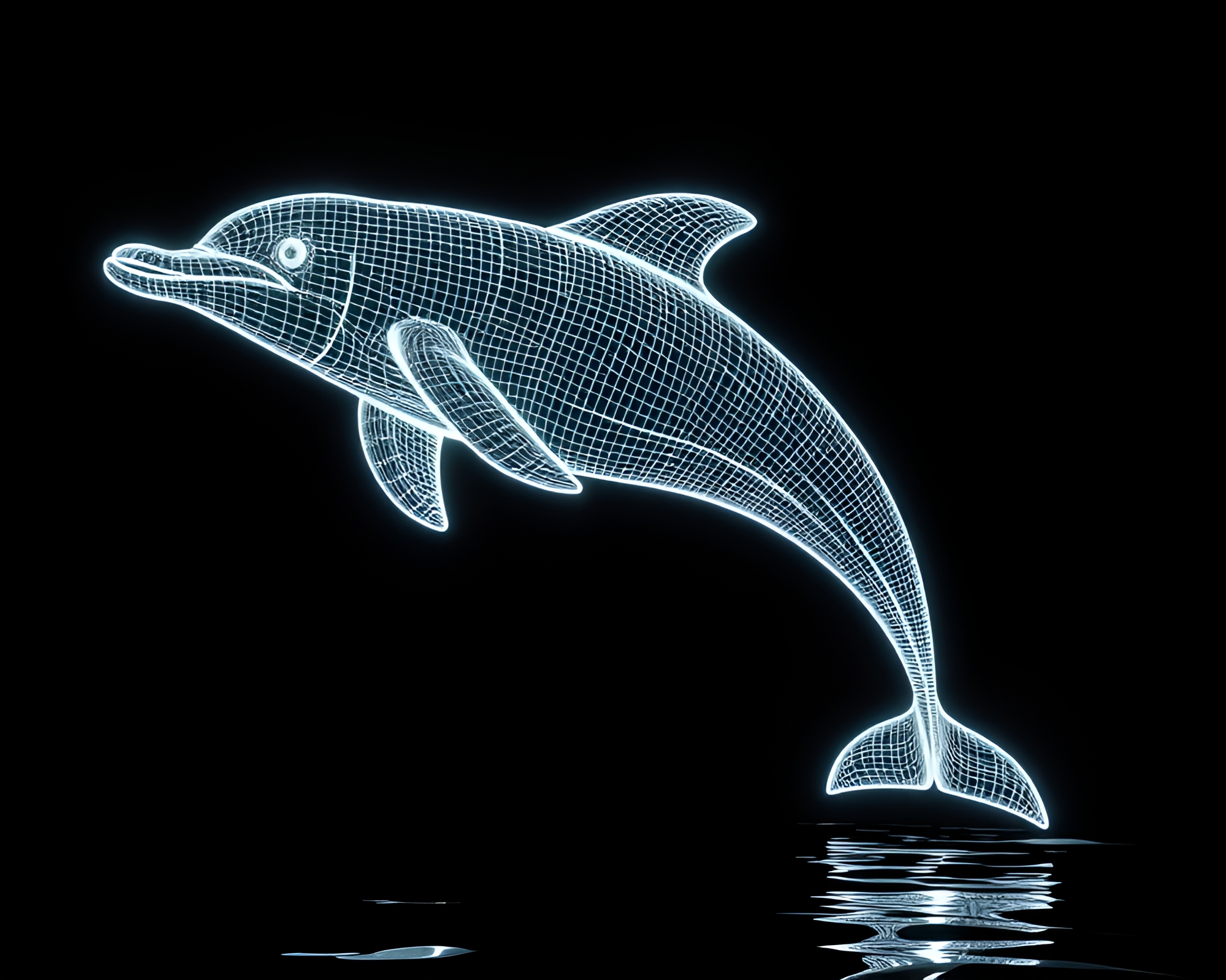 LED Pixel Grid Amazon River Dolphin Wireframe Render – free AI stock image