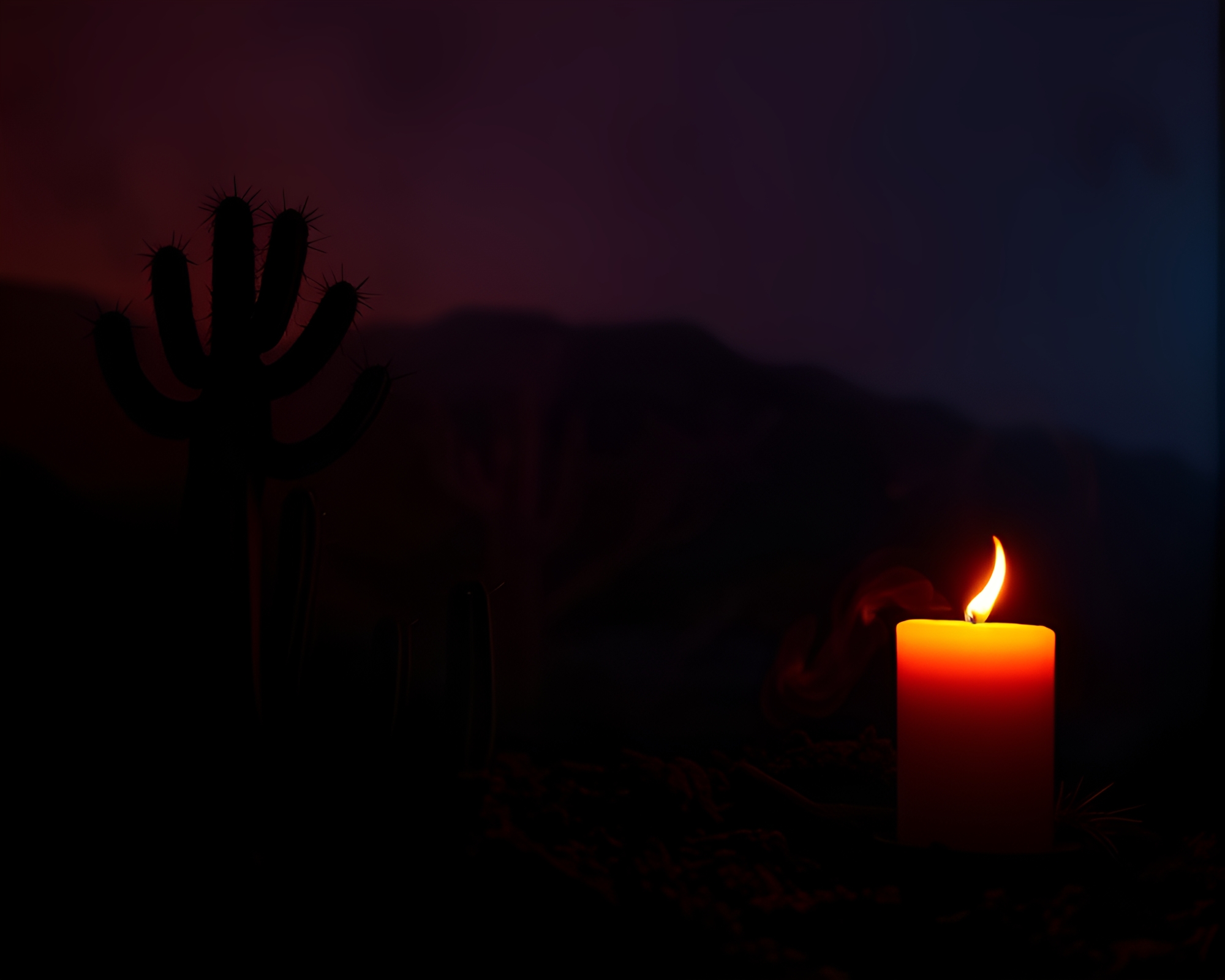 Volcanic Ash Neon Cactus Silhouette – free AI stock image