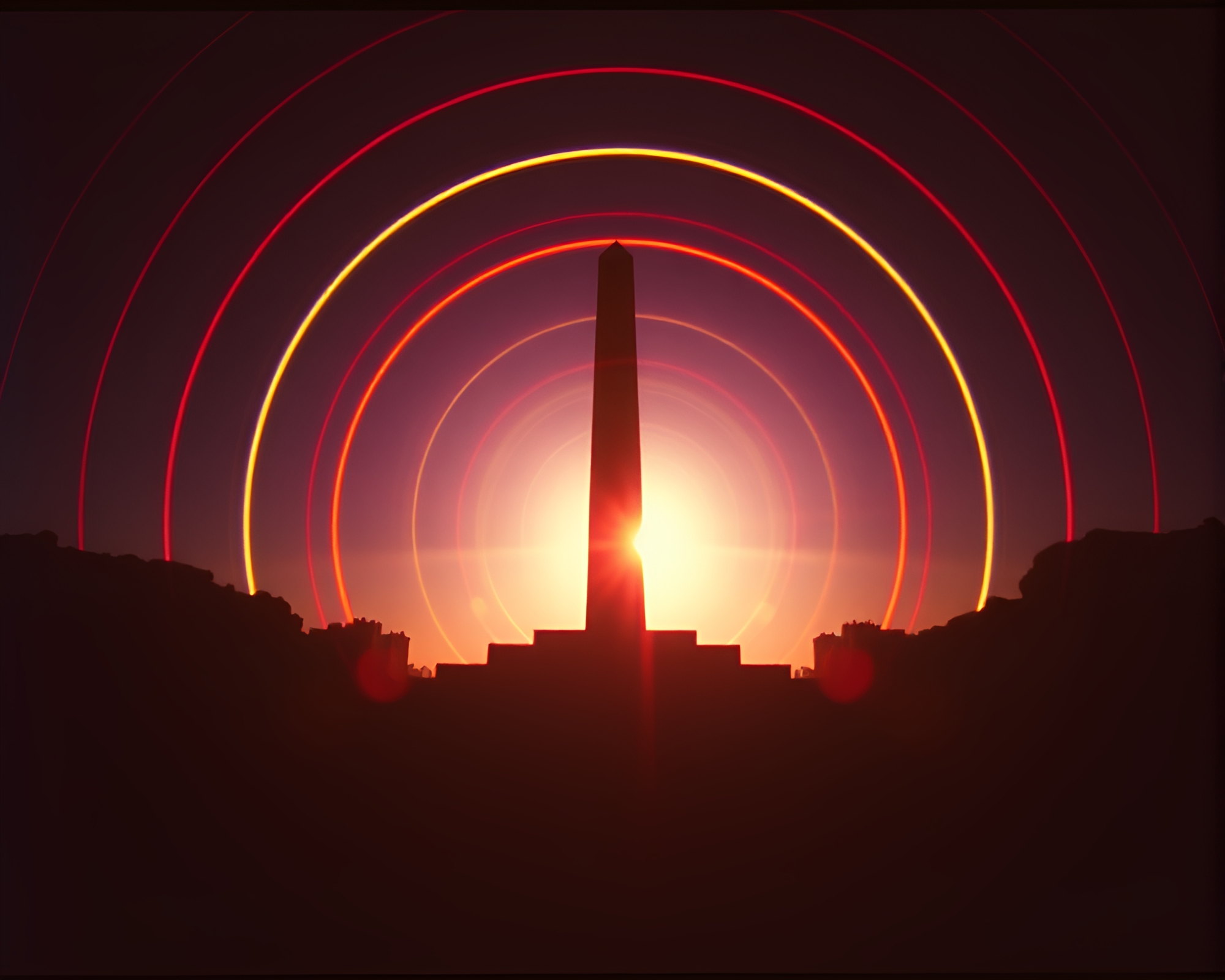 Retro VHS Obelisk under Light Leaks – free AI stock image