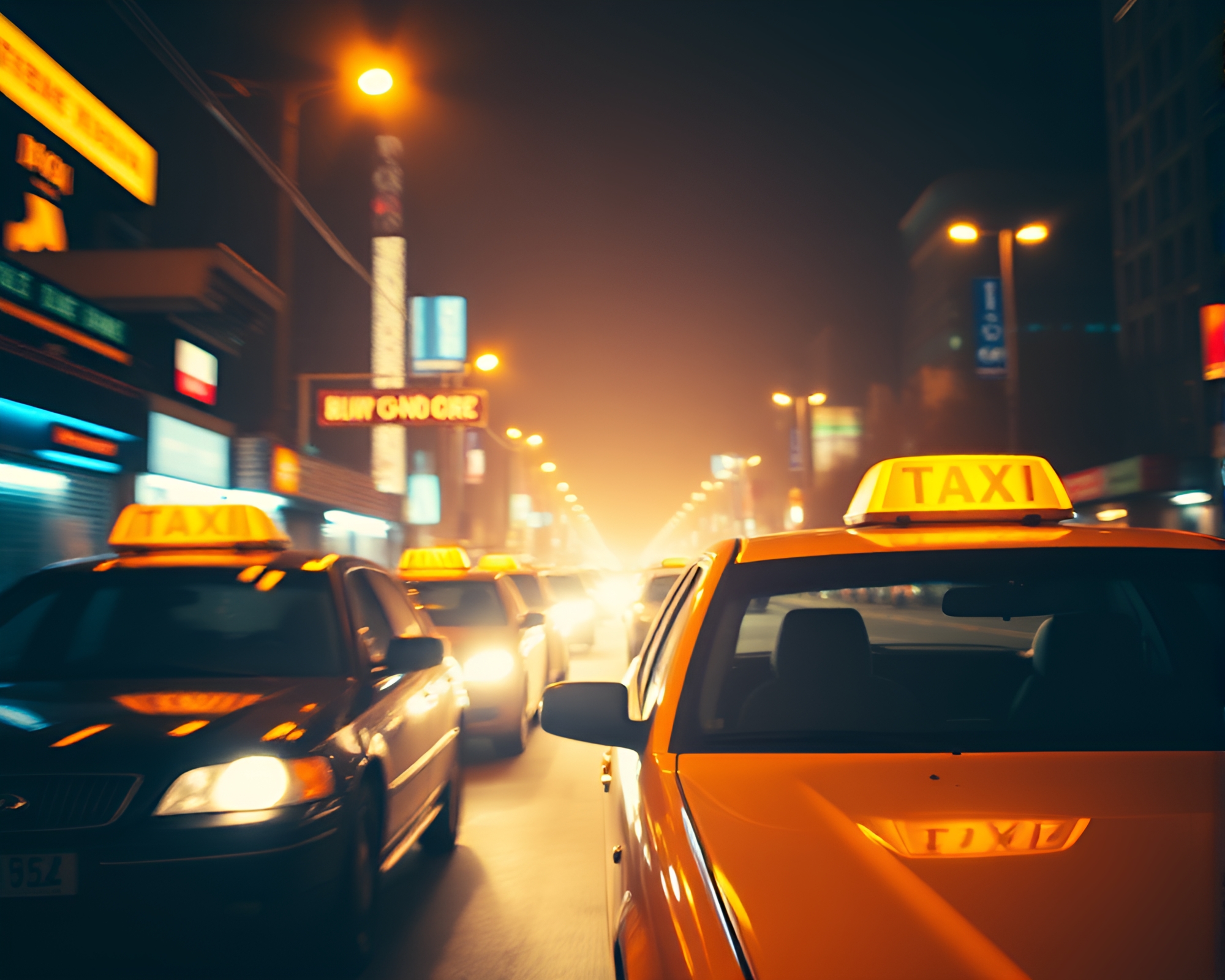 Taxi Warp: Cosmic Horror at Golden Hour Club – free AI stock image