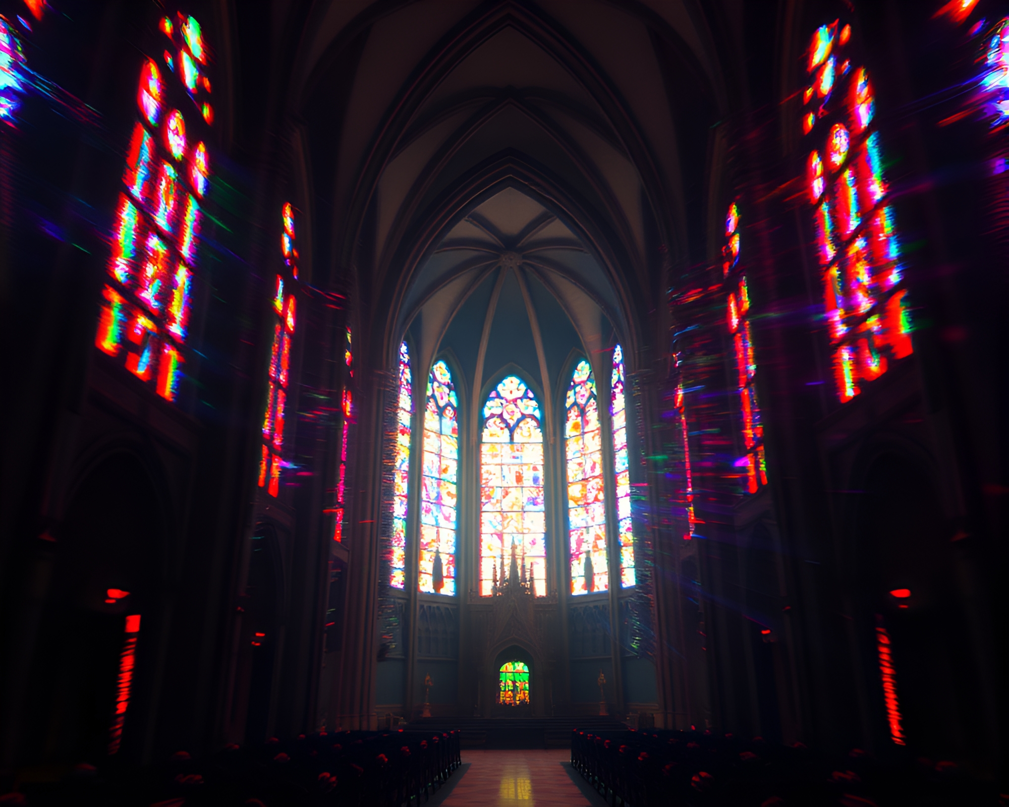 Glitch Fairy Cathedral Op Art – free AI stock image