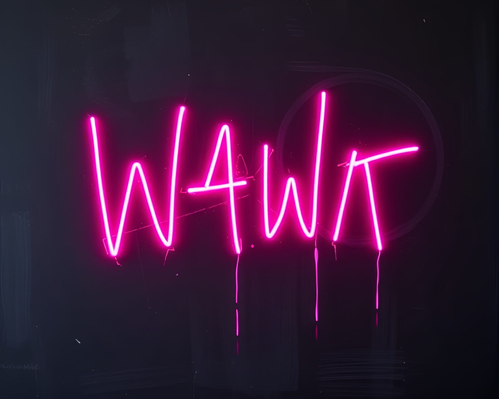 Vibrant neon graffiti on smudged chalkboard in stencil style