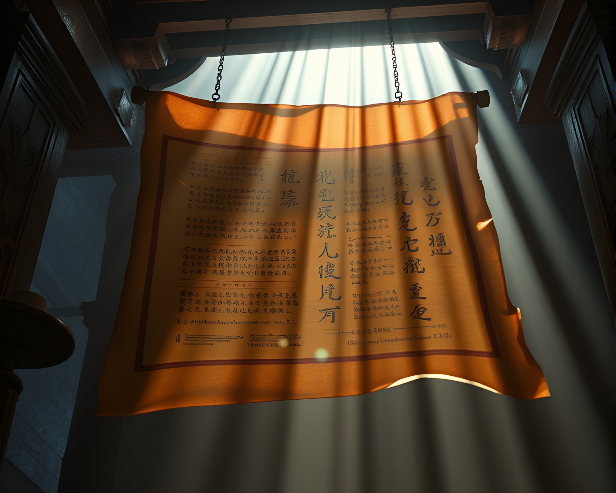 Cubist Ancient Scroll Unveiled in Bright Midday Light – free AI stock image