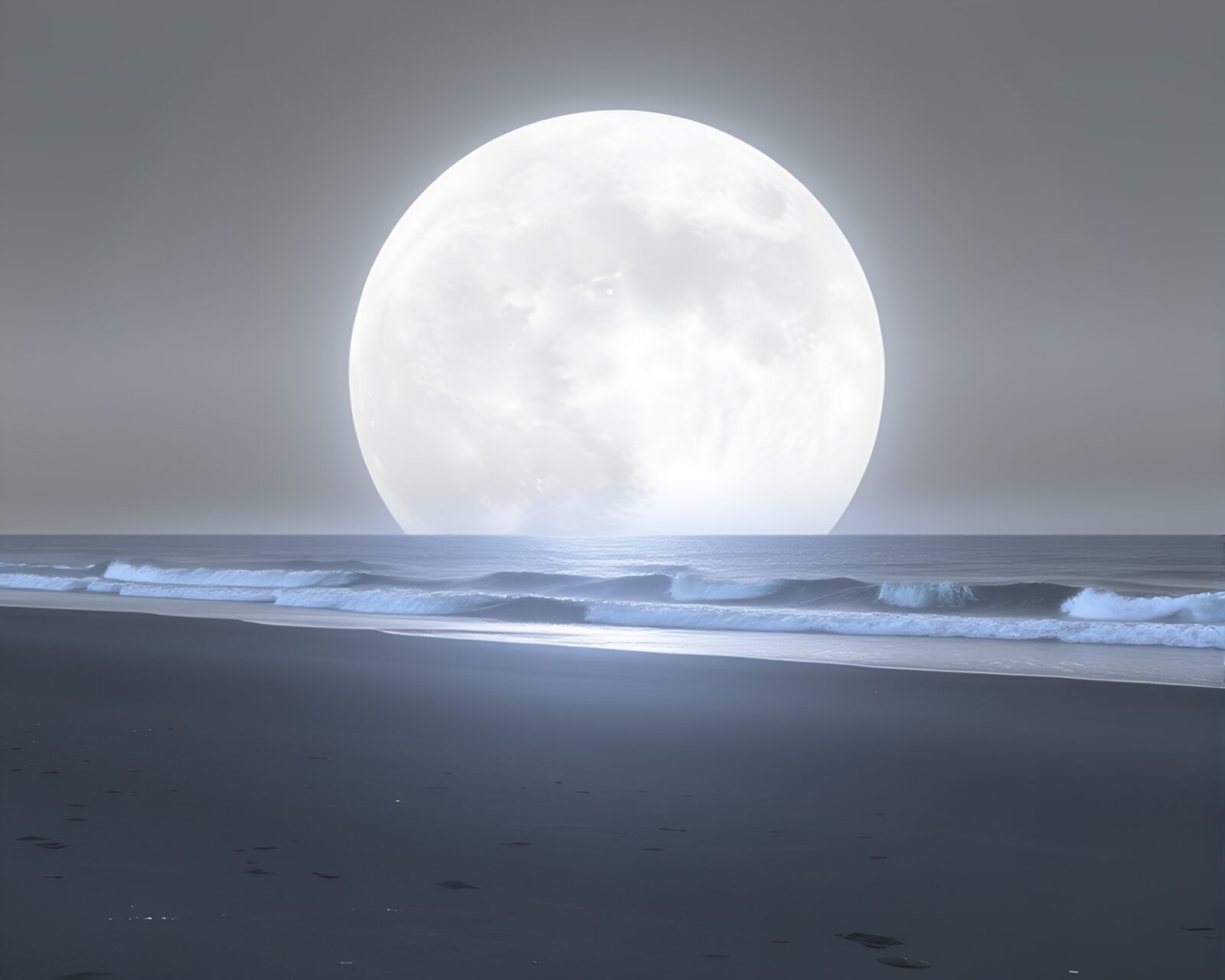Graphic novel-style soap film iridescence on a lunar beach