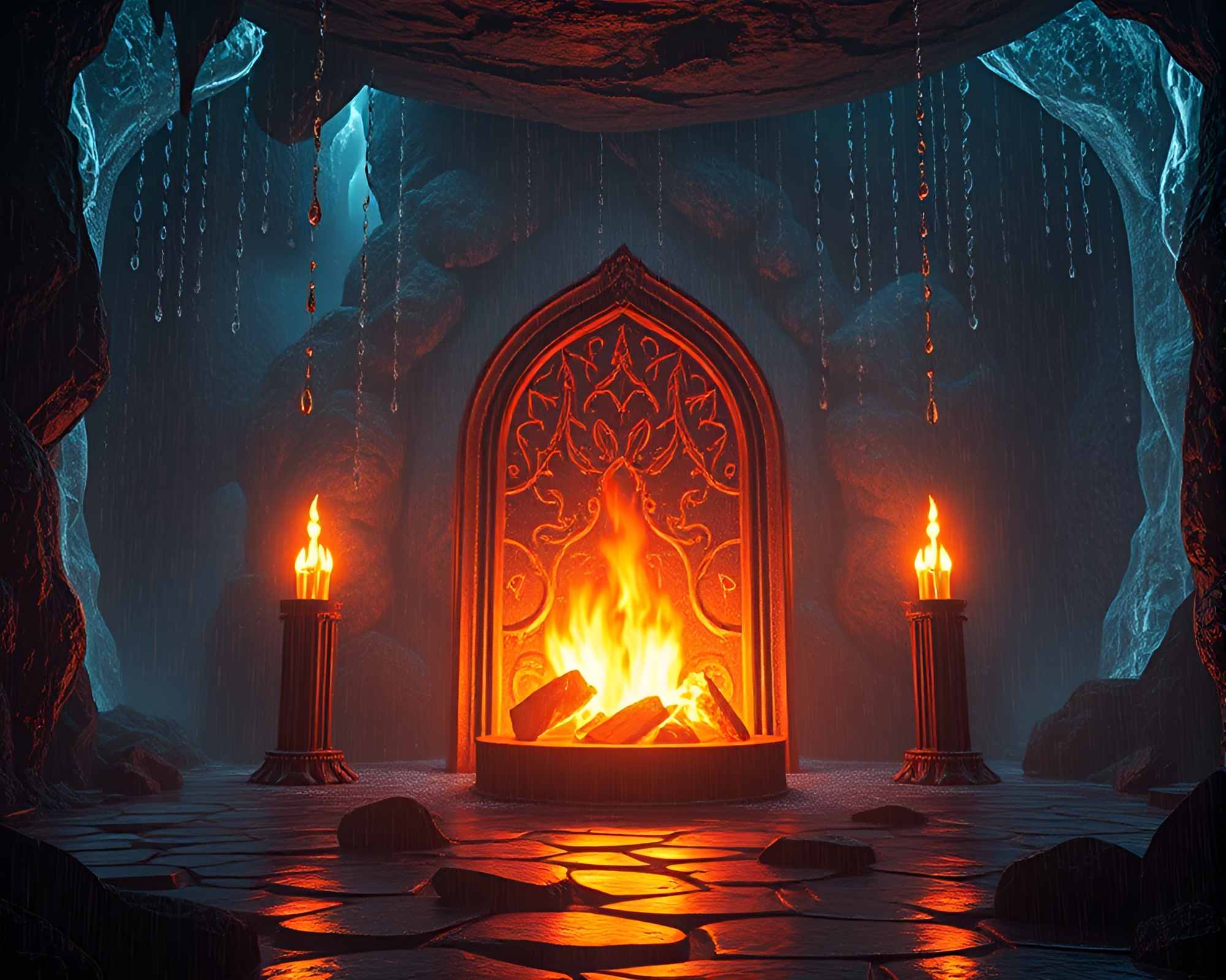 Dew Drop Multiverse Portal by Fireplace – free AI stock image
