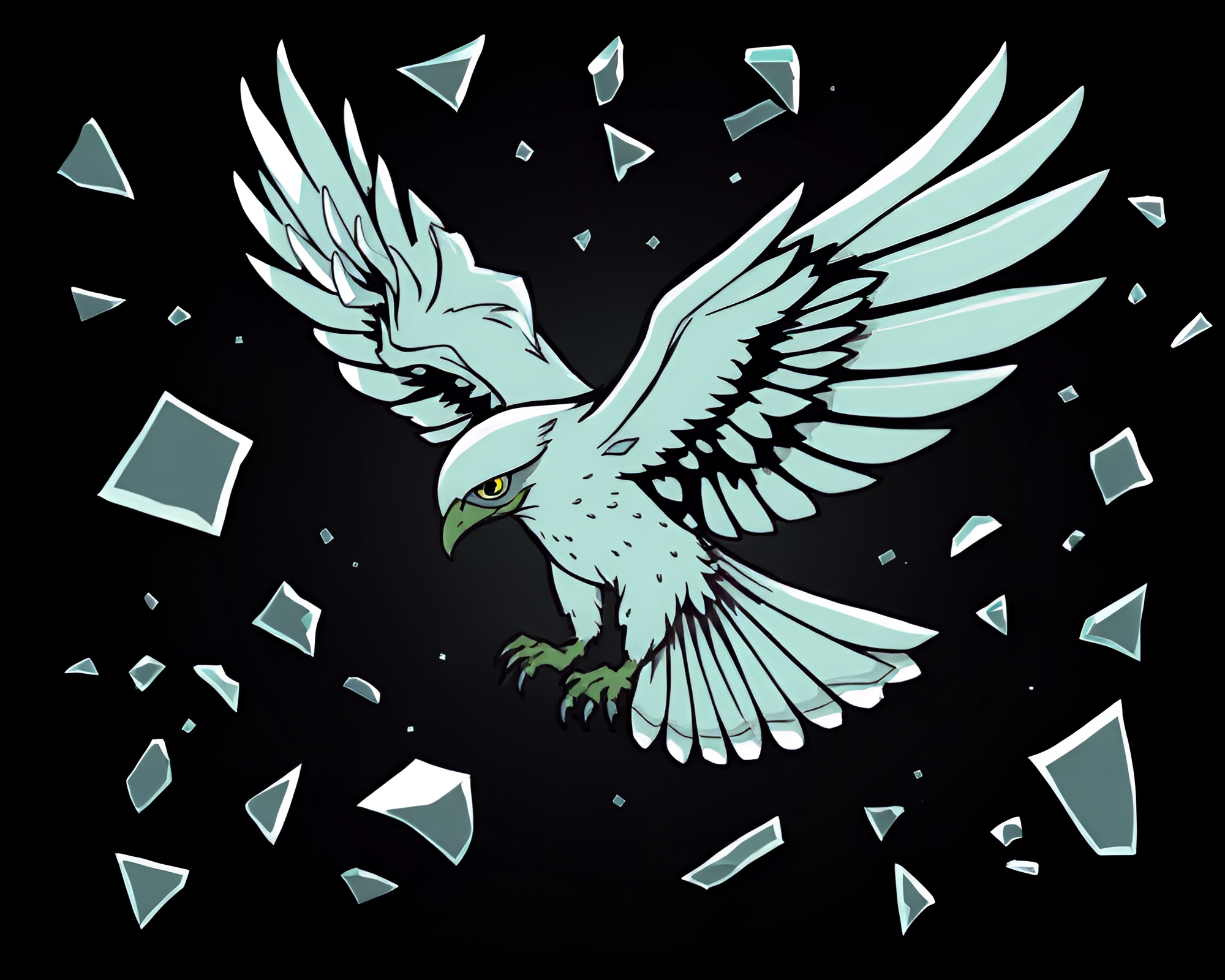 Falcon Noir: Glass Shards and Shadows – free AI stock image