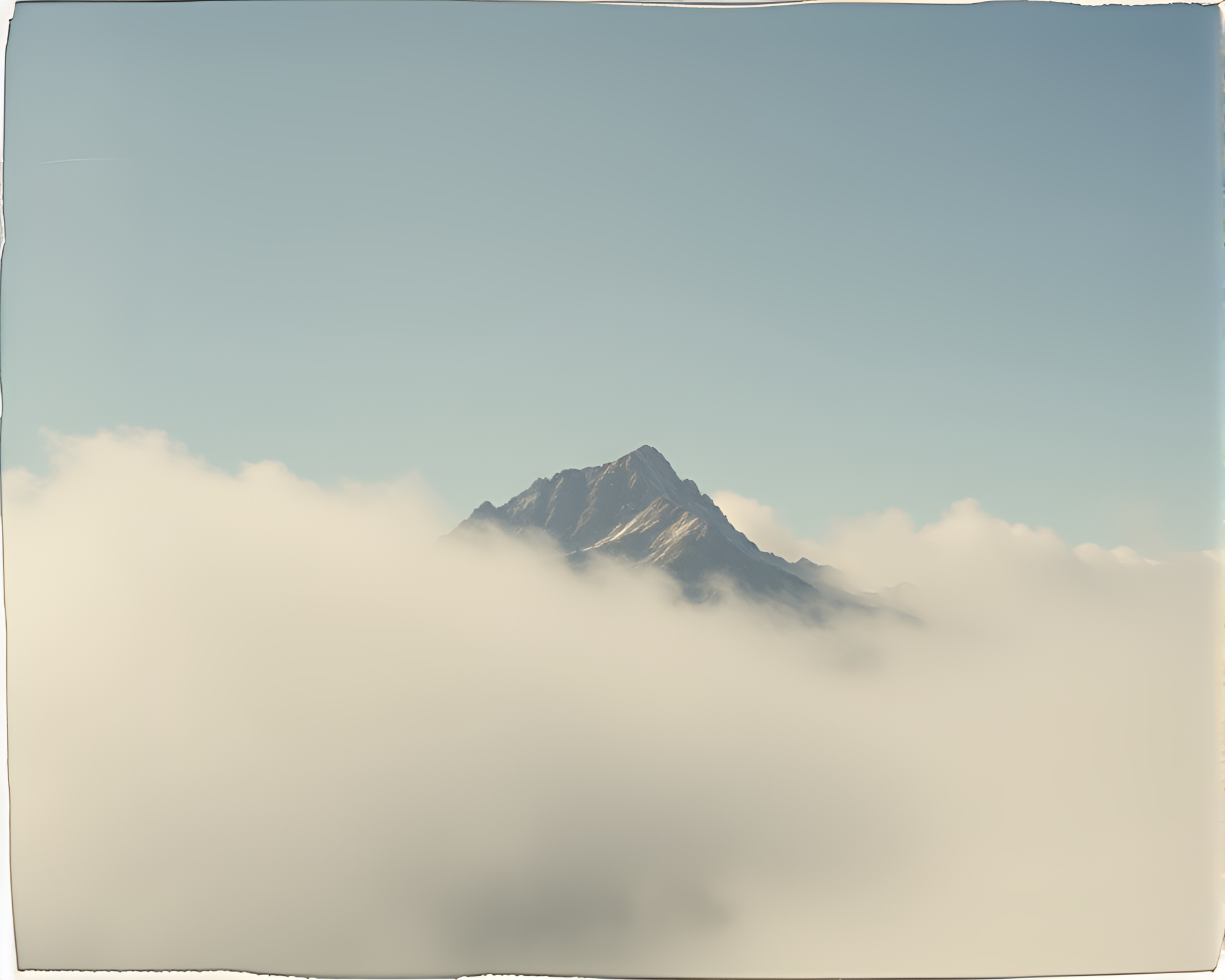 Misty Mountain Divide in Vintage Tones – free AI stock image