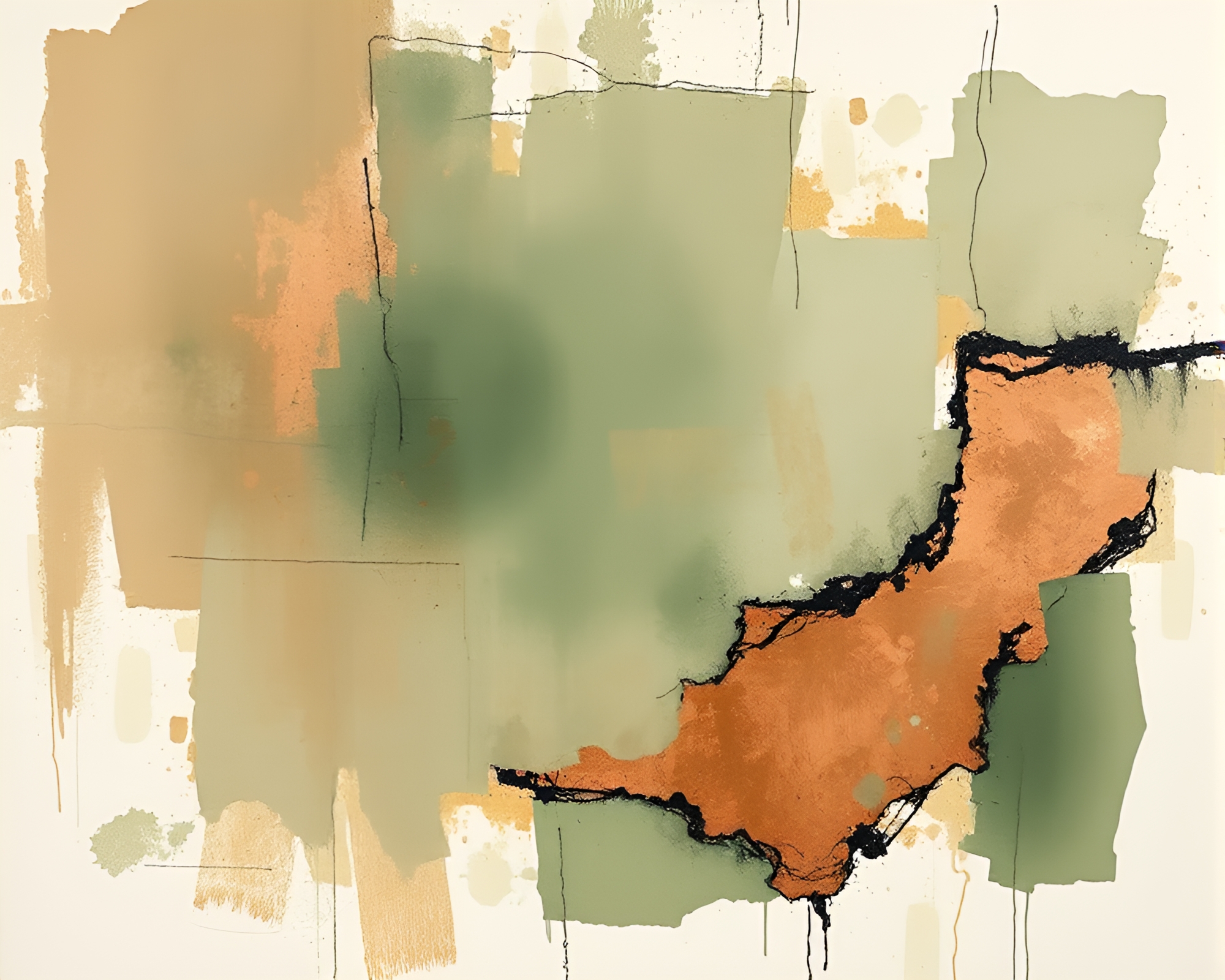 Verdigris Copper Abstract Expressionism in Pastels – free AI stock image