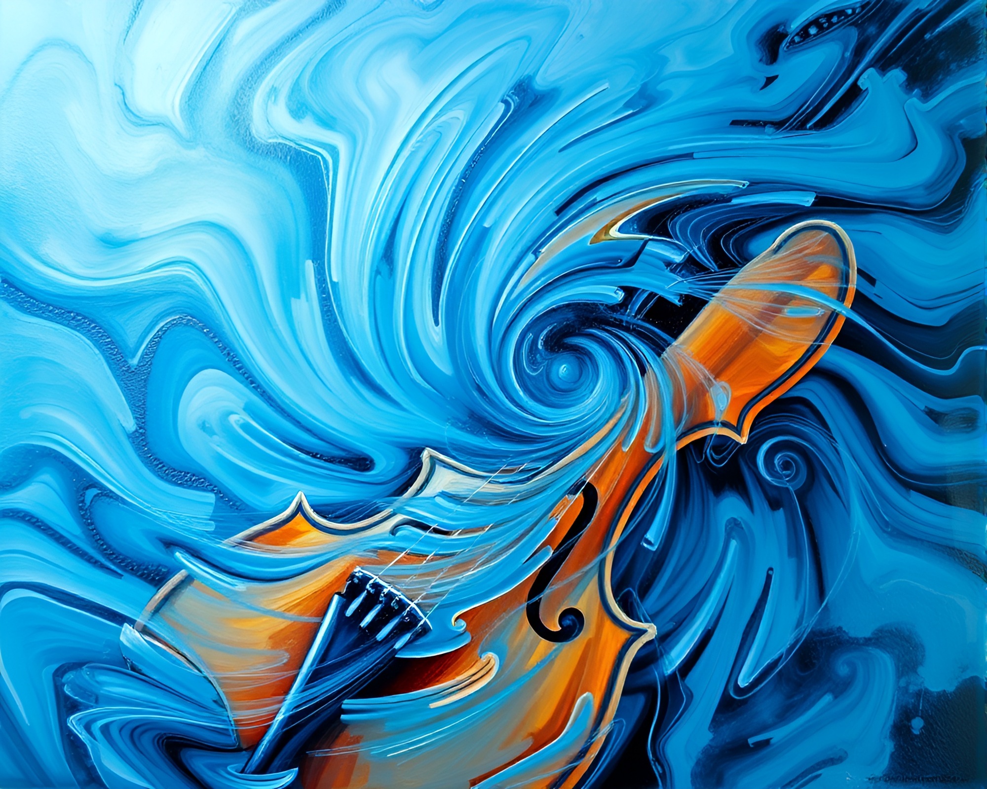 Ethereal Violinist in Icy Swirls – free AI stock image
