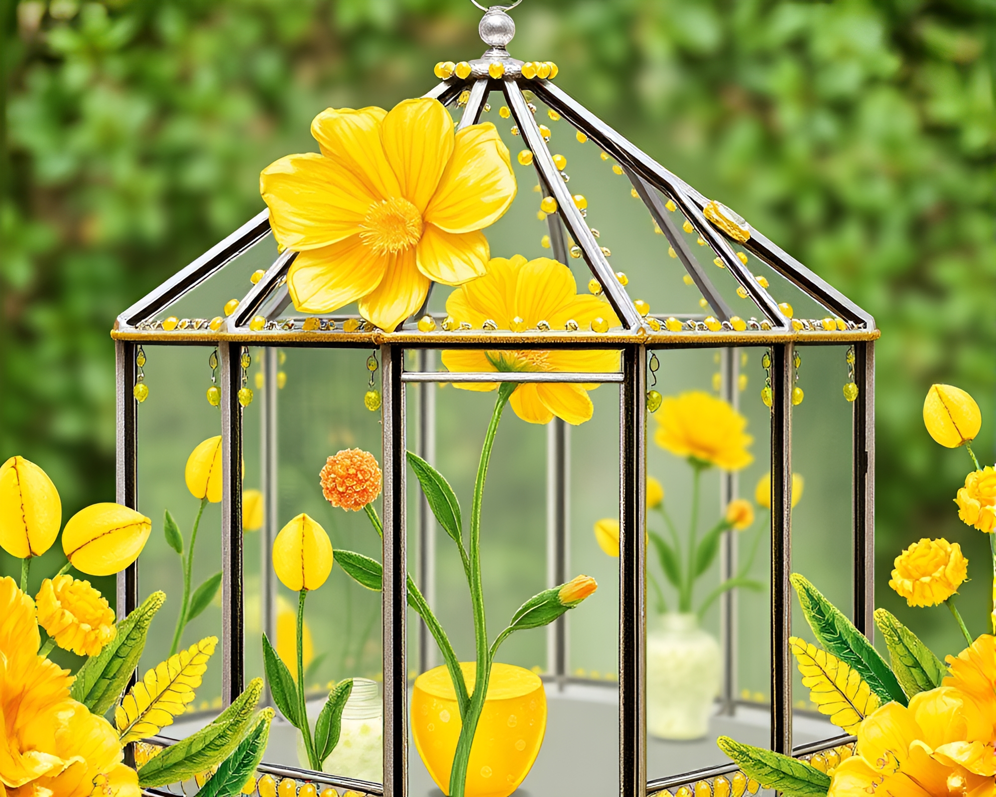 Lemon Glass Greenhouse Fashion Illustration – free AI stock image
