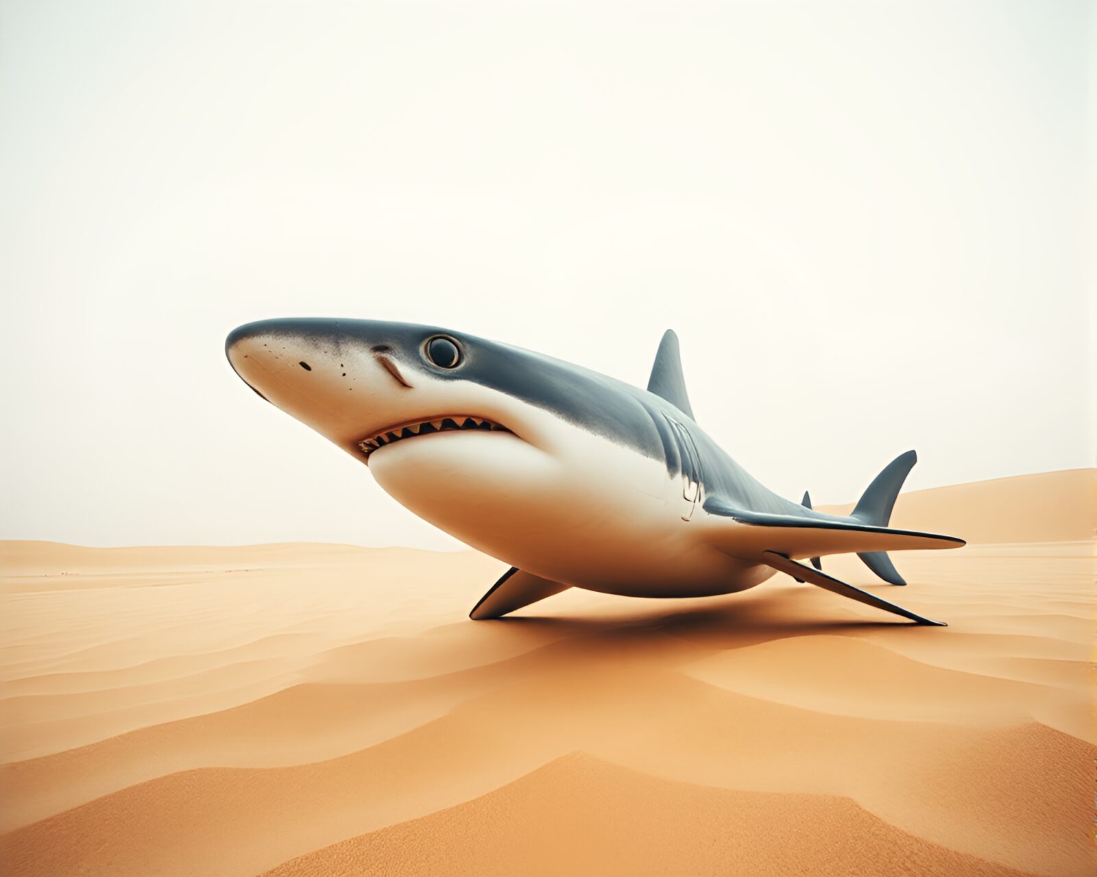 Sleek shark in high-contrast desert noir lighting
