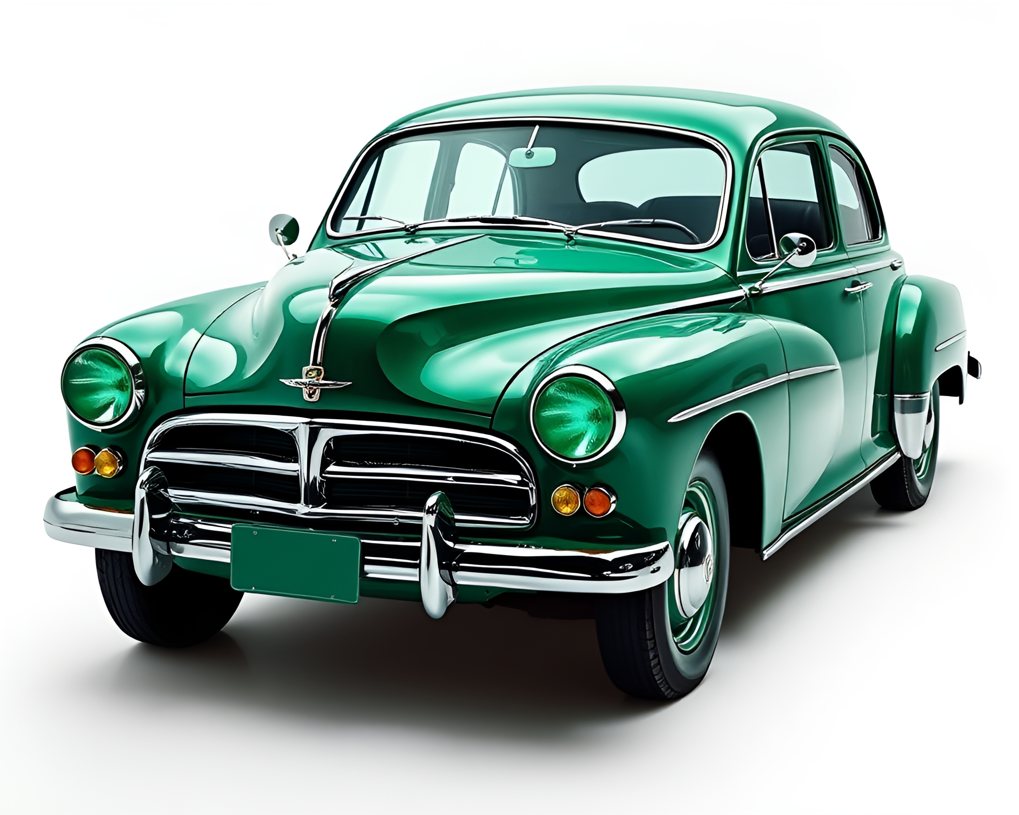 Vintage Car with Emerald Green Highlights in Algorithmic Art – free AI stock image