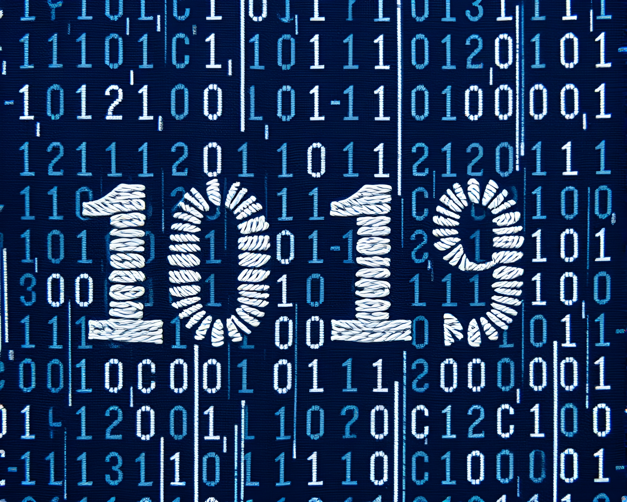 Indigo Binary Code Embroidered Stencil Art Mystique – free AI stock image