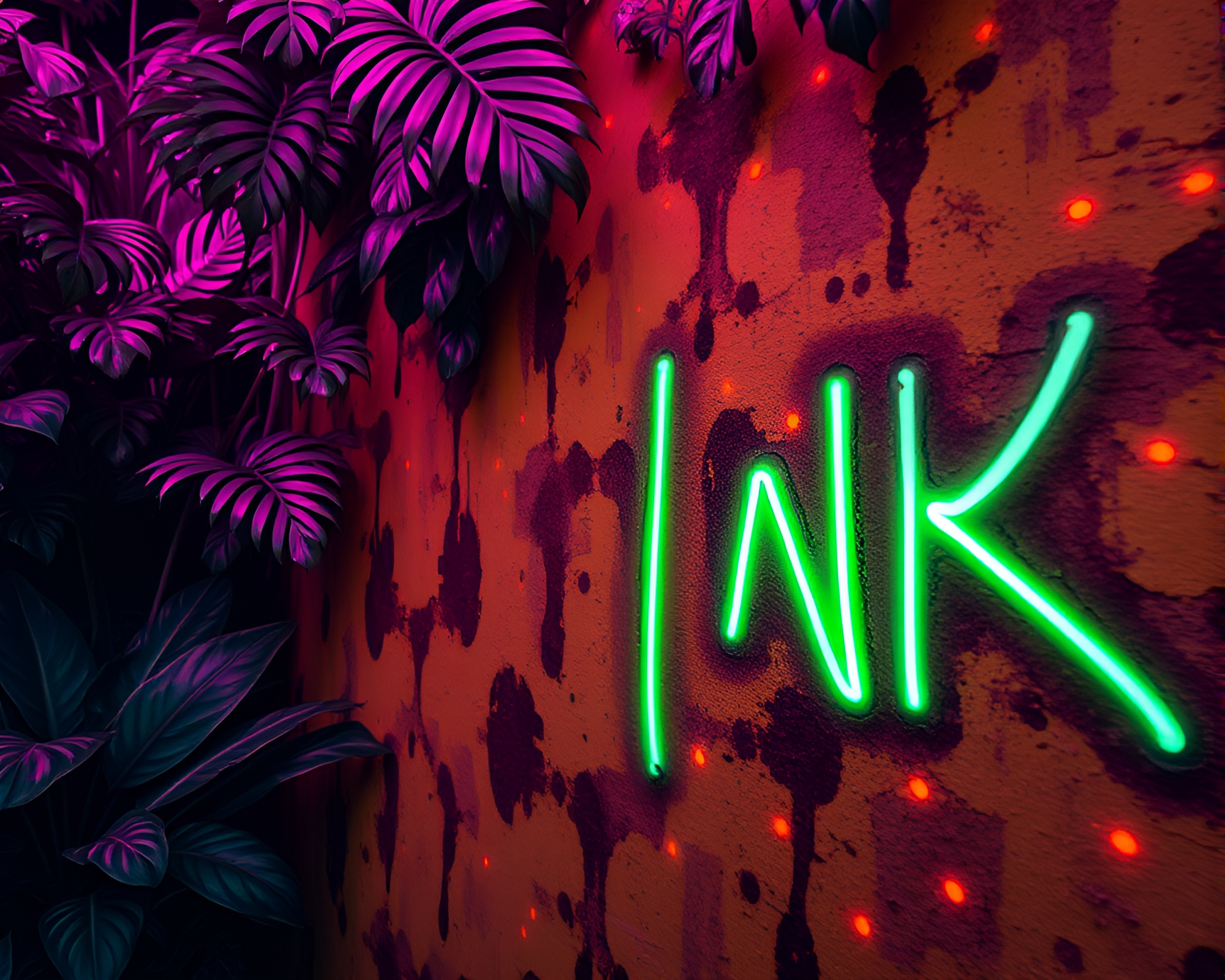 Neon Jungle Infected by Mildew Spots: Procedural Graffiti Art – free AI stock image