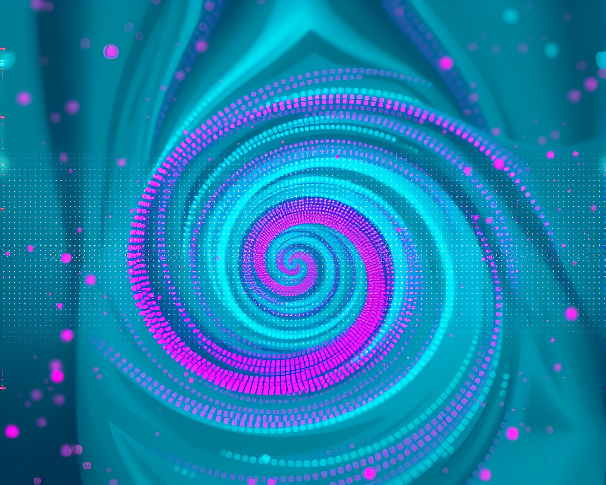 Psychedelic Teal Serenity: Infrared Dot Matrix Swirls – free AI stock image