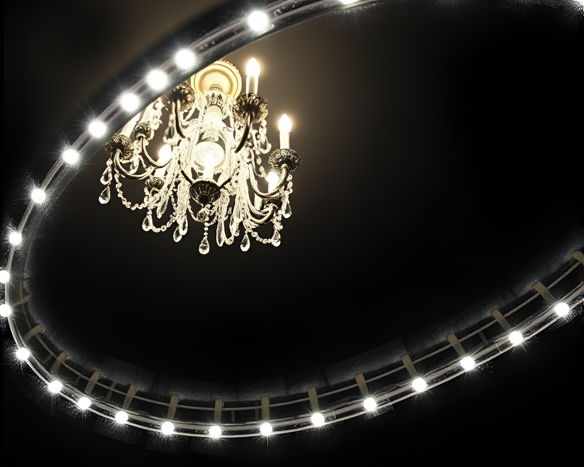 Intricate Chalkboard Chandelier Close-Up – free AI stock image