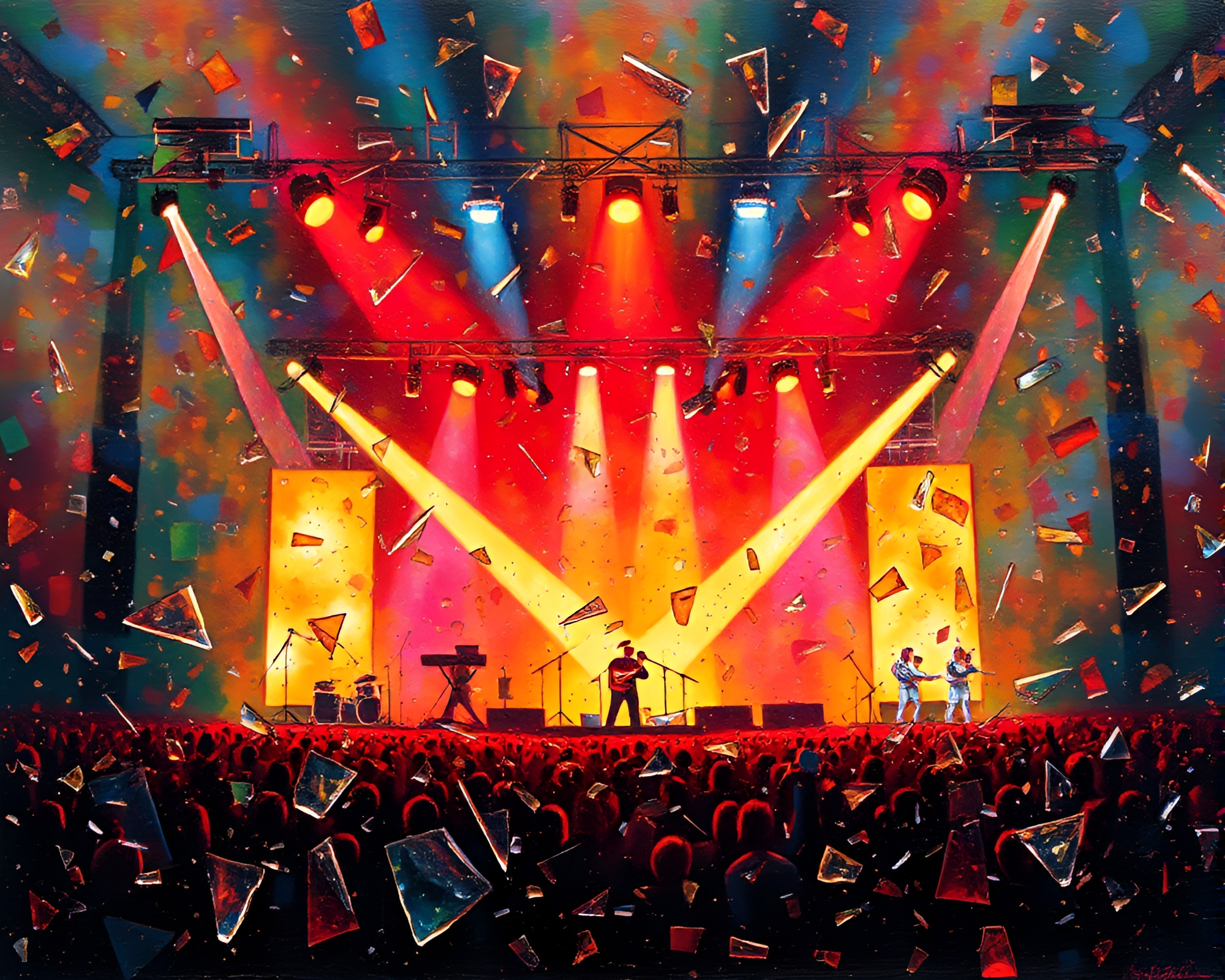 Shattered Glass Apple Cider Concert Stage Lights – free AI stock image